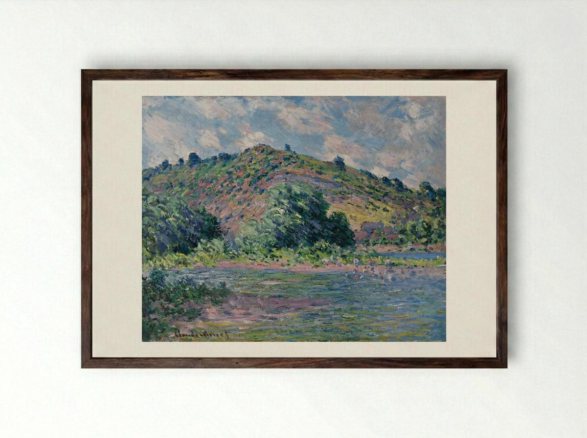 The Banks of the Seine at Port-Villez - Claude Monet - Framed Print Dark Wood