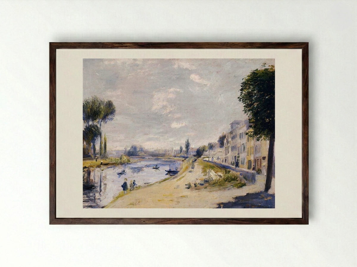 The Banks of the Seine - Pierre-Auguste Renoir - Framed Print Dark Wood