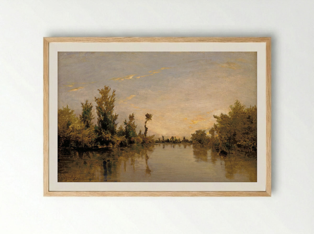 The Banks of the Seine - Charles-François Daubigny - Framed Print Wood