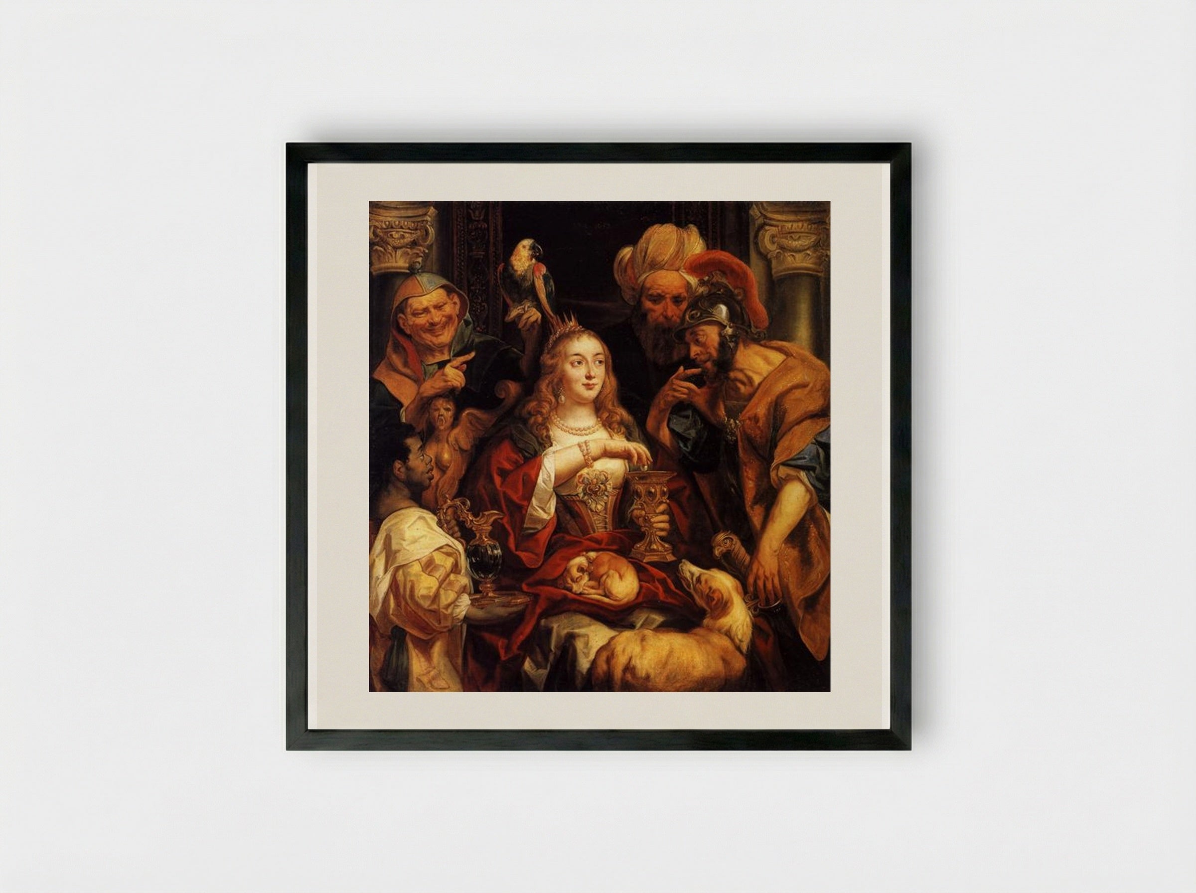 The Banquet of Cleopatra - Jacob Jordaens - Framed Print Black