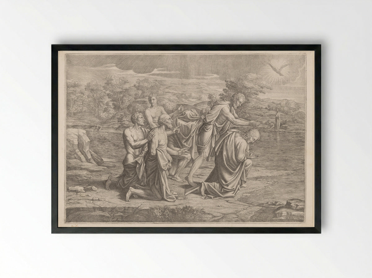 The Baptism of Christ - Pietro del Po - Framed Print Black