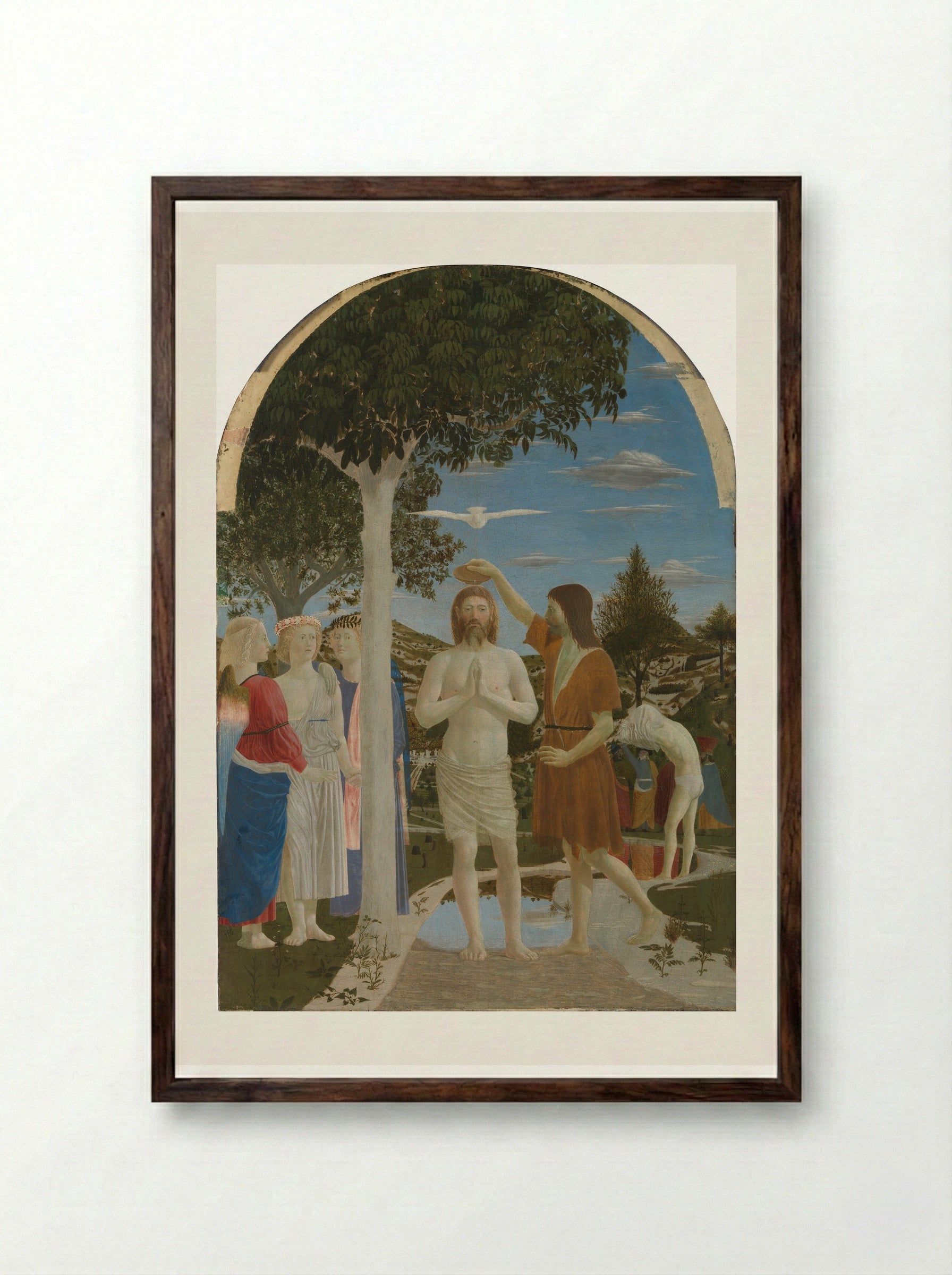 The Baptism of Christ - Piero della Francesca - Framed Print Dark Wood