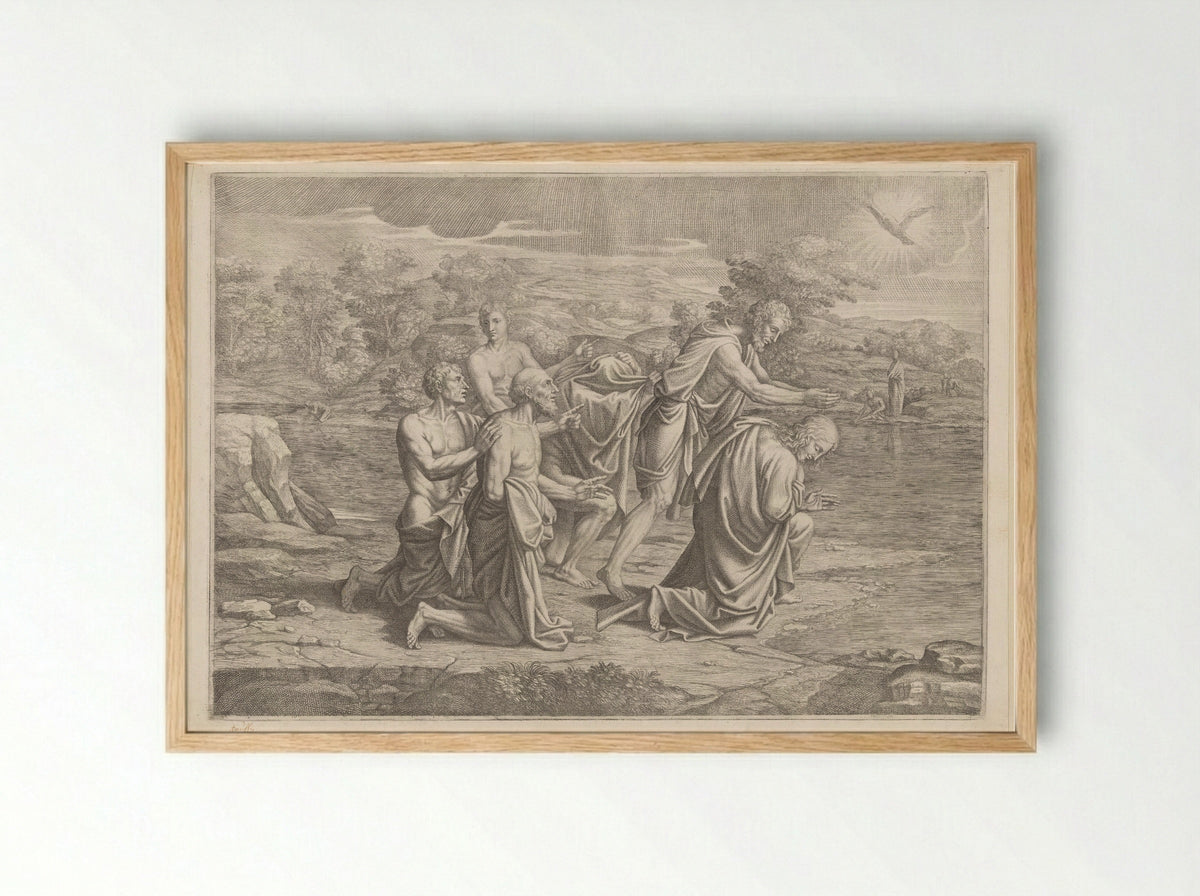 The Baptism of Christ - Pietro del Po - Framed Print Wood