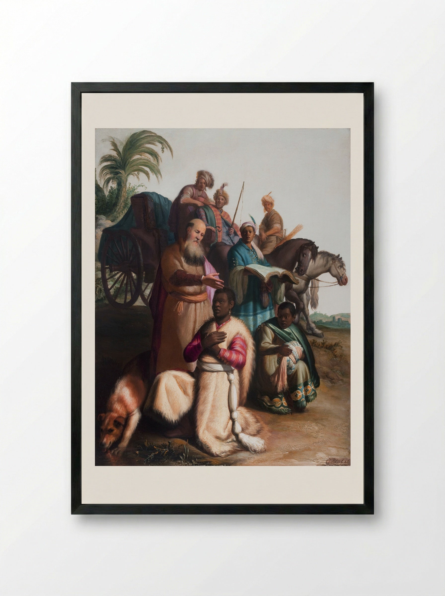 The Baptism of the Eunuch - Rembrandt Harmensz. van Rijn - Framed Print Black