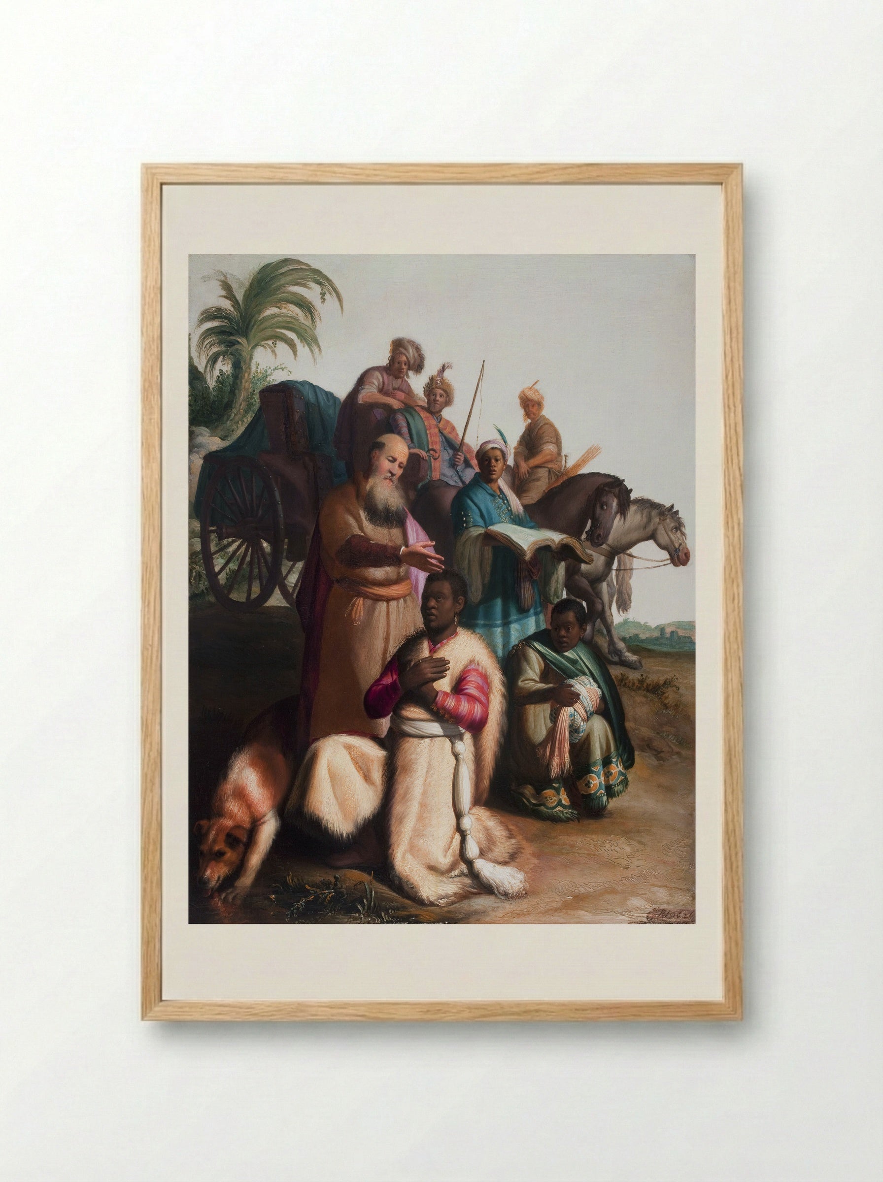 The Baptism of the Eunuch - Rembrandt Harmensz. van Rijn - Framed Print Wood
