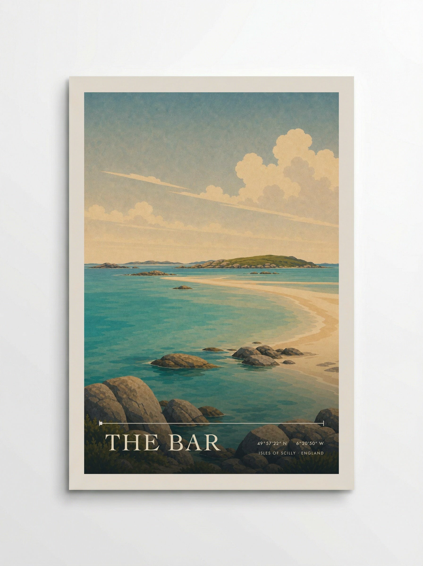 The Bar Isles of Scilly England Travel Poster - Poster