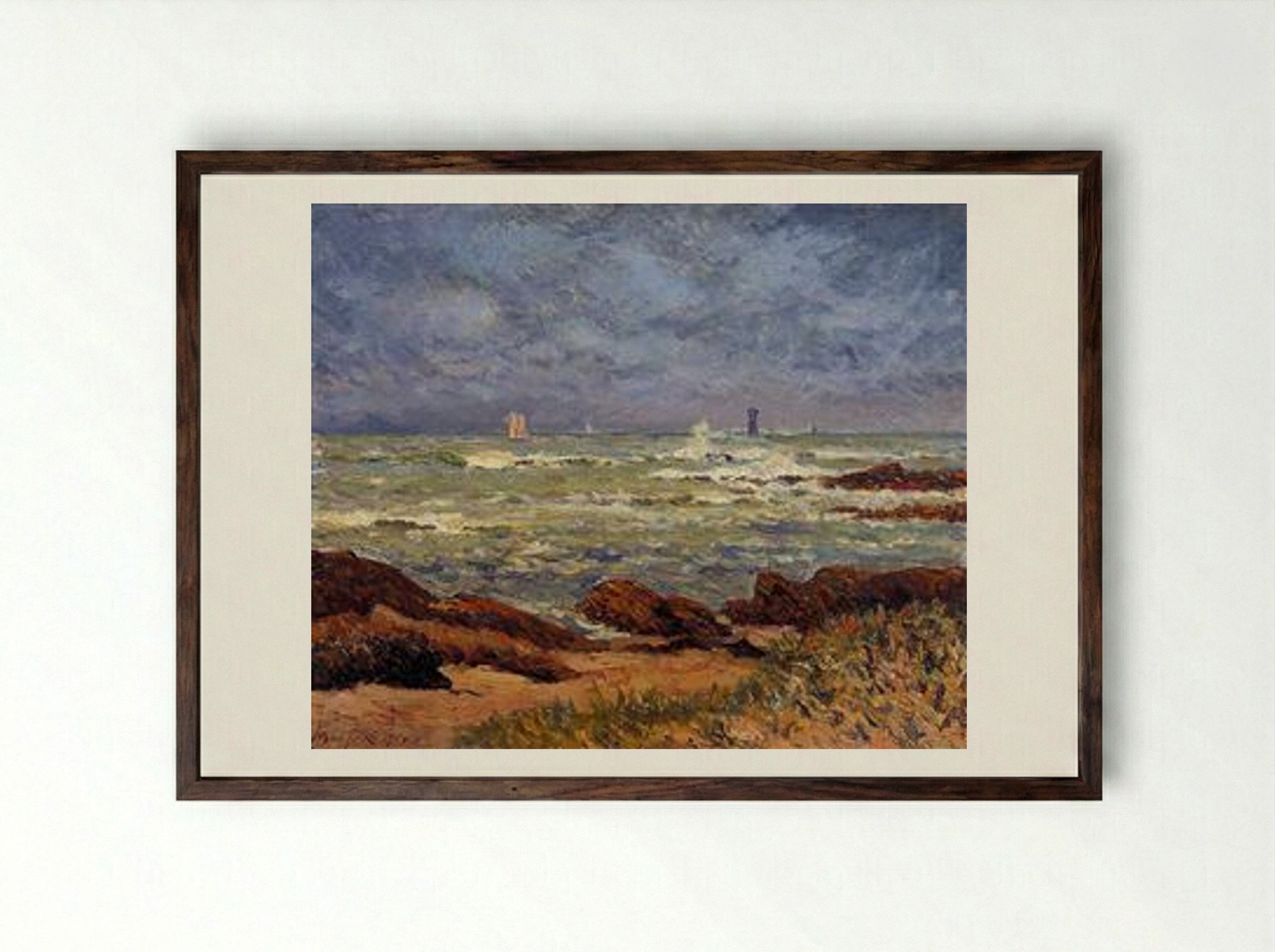 The Barges Lighthouse - Maxime Maufra - Framed Print Dark Wood