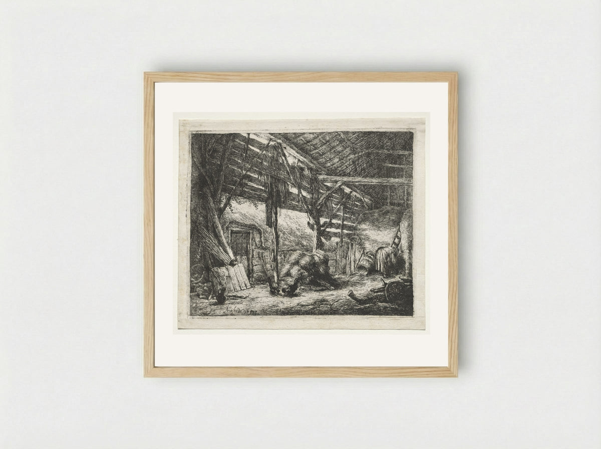 The Barn - Adriaen van Ostade - Framed Print Wood