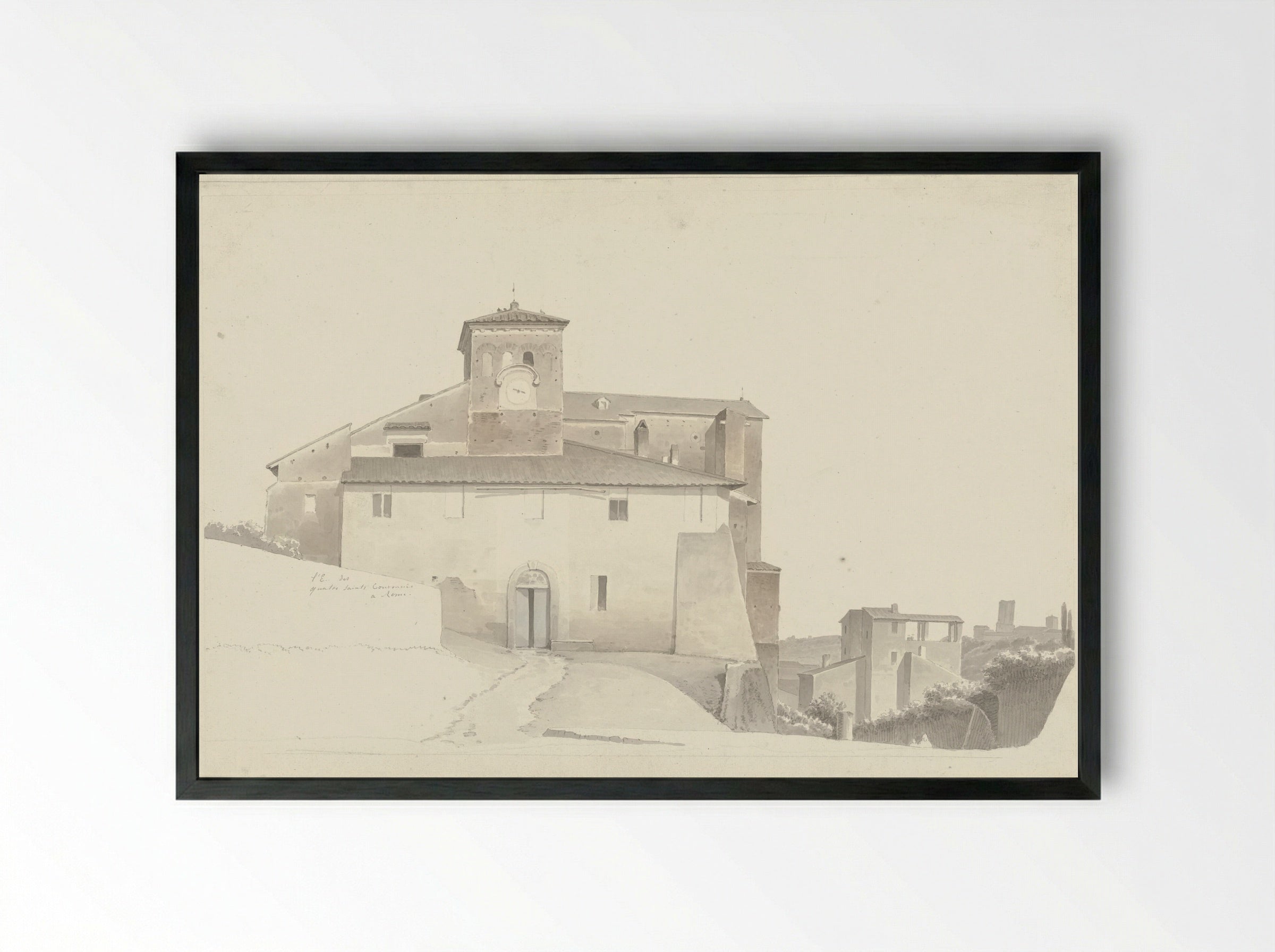 The Basilica of the Santi Quattro Coronati in Rome - Josephus Augustus Knip - Framed Print Black