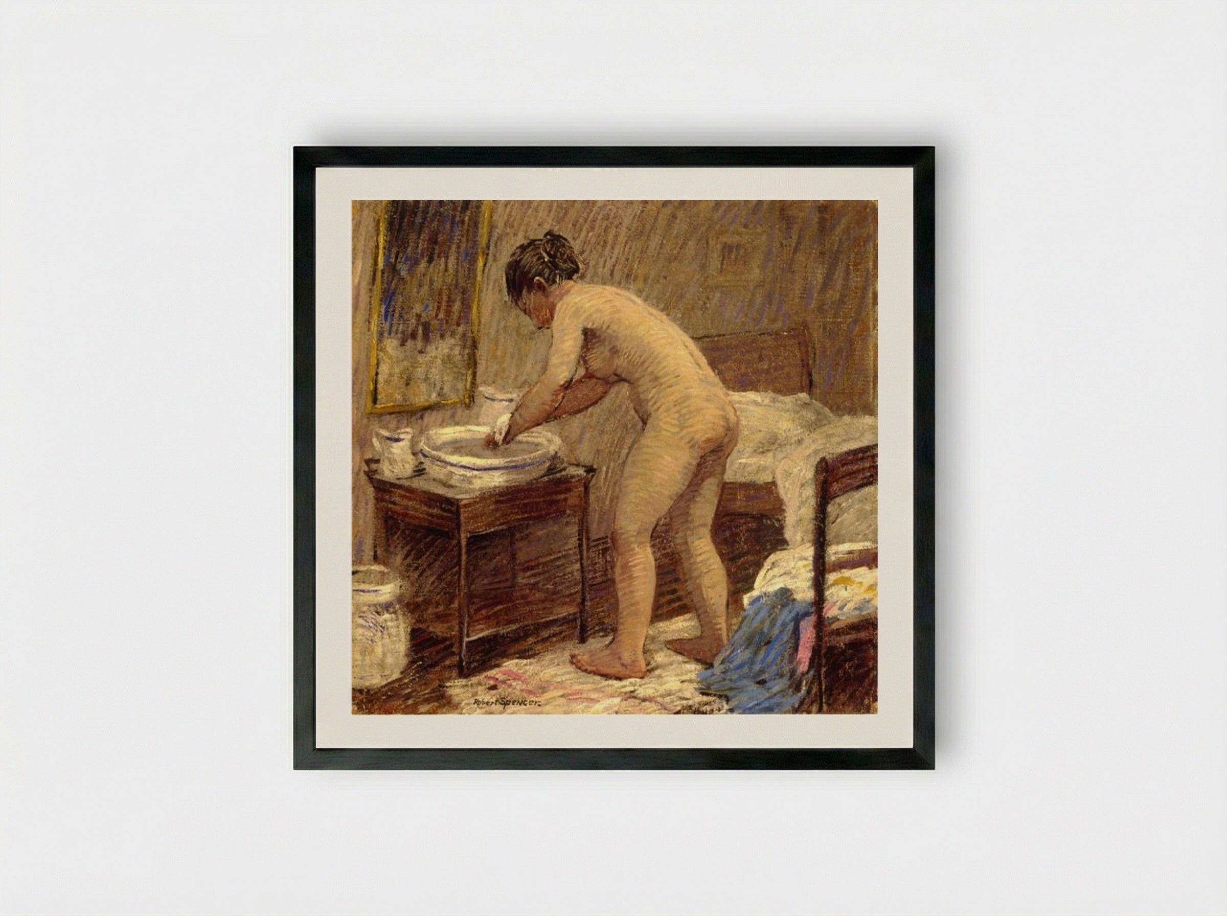 The Bath - Robert Spencer - Framed Print Black