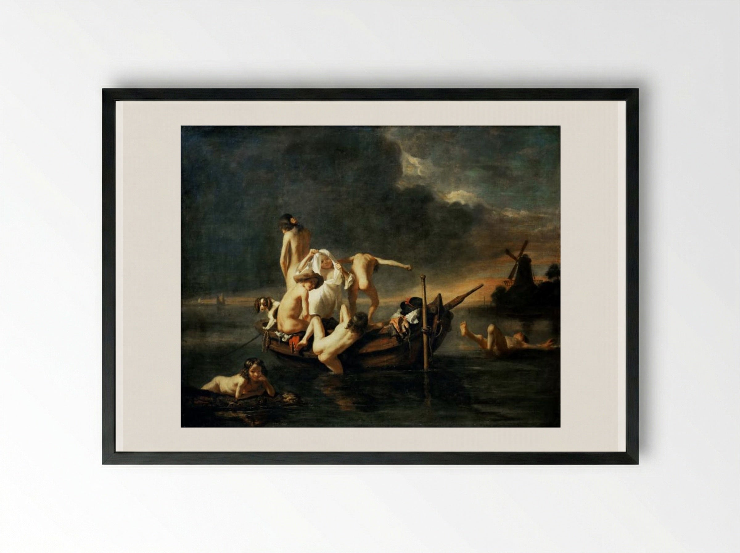 The Bath - Nicolaes Maes - Framed Print Black