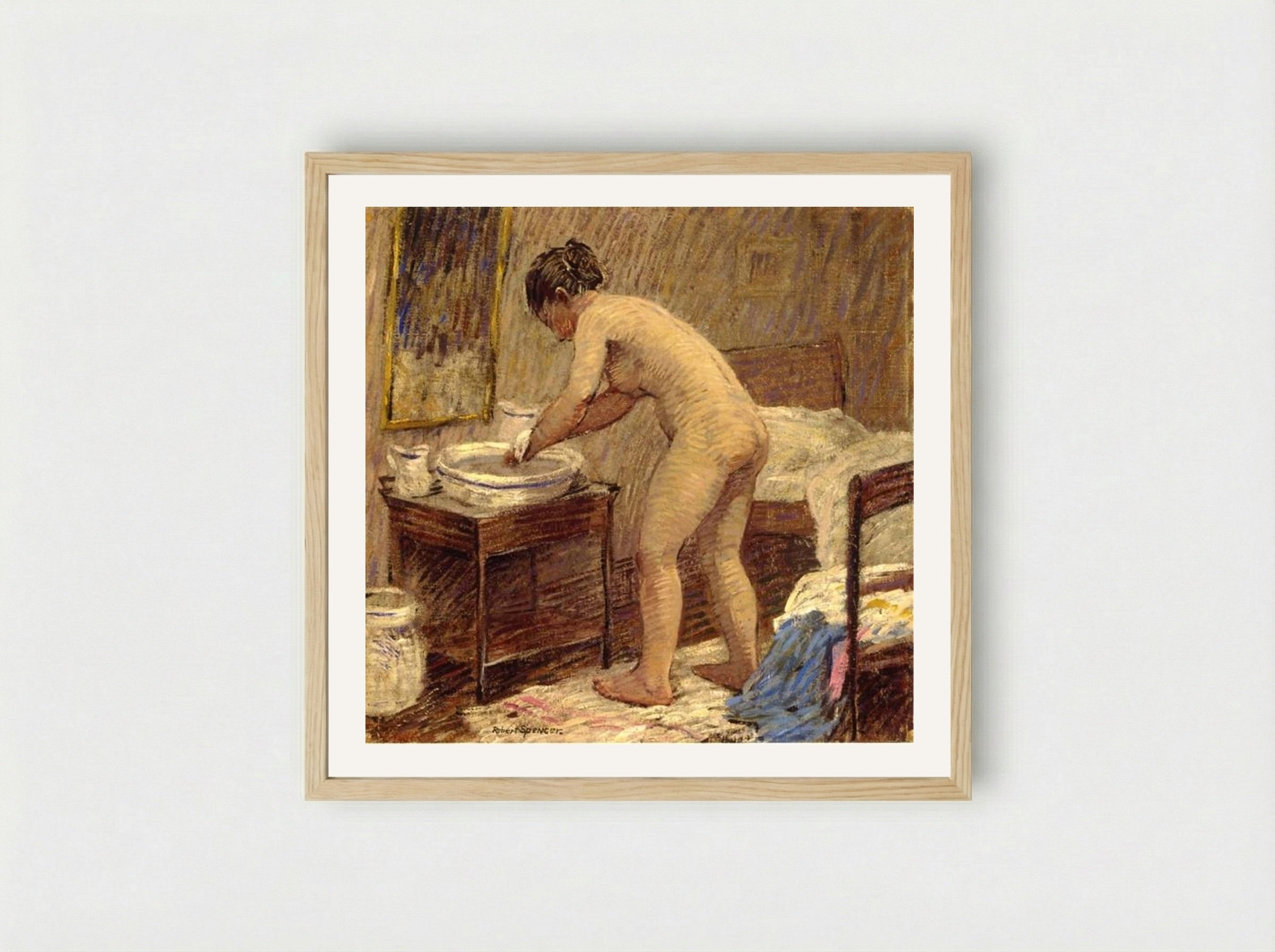 The Bath - Robert Spencer - Framed Print Wood