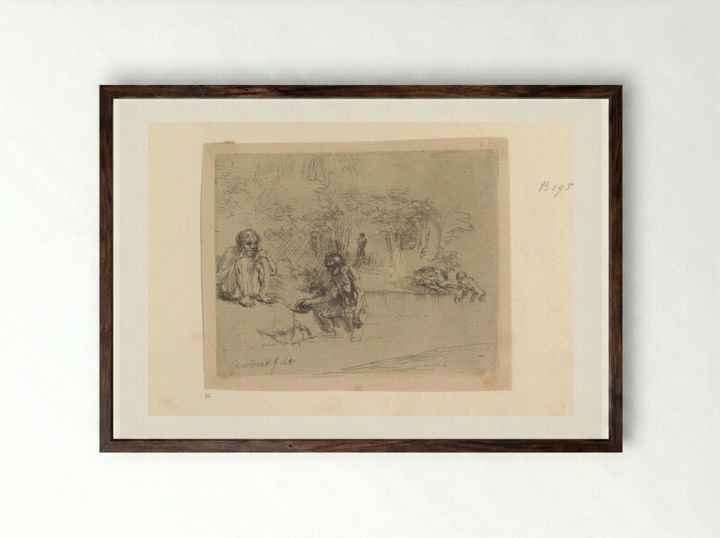 The Bathers - Rembrandt van Rijn - Framed Print Dark Wood