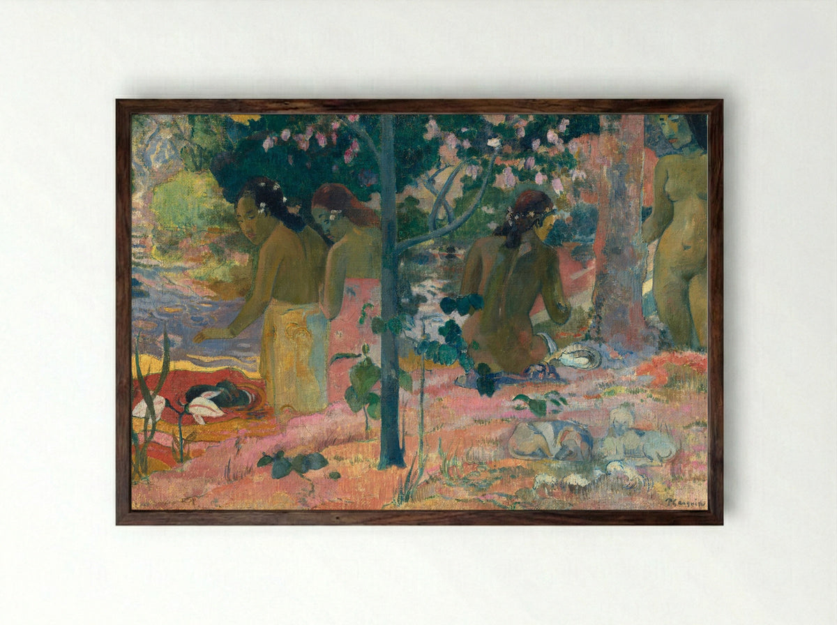 The Bathers - Paul Gauguin - Framed Print Dark Wood