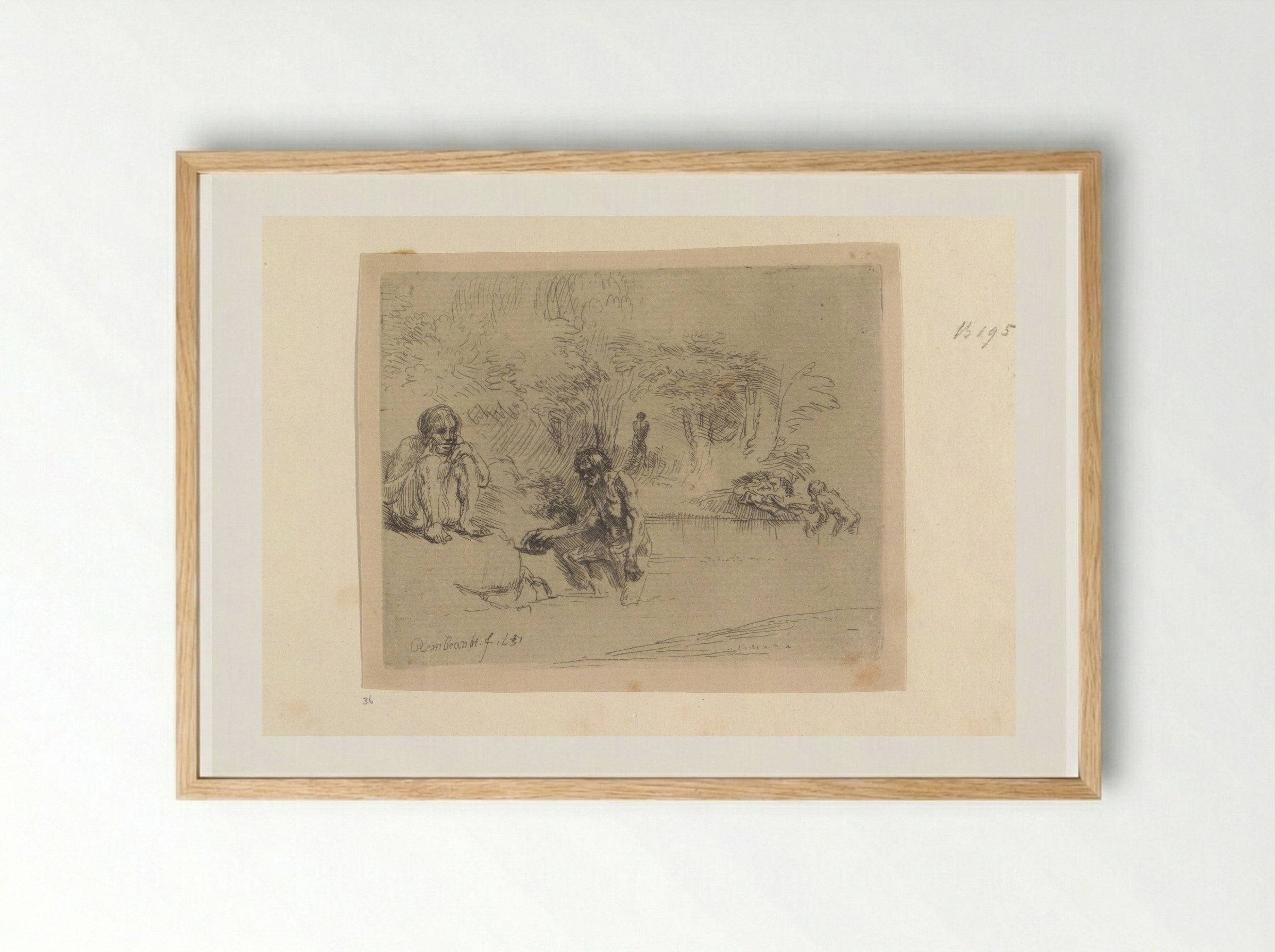 The Bathers - Rembrandt van Rijn - Framed Print Wood