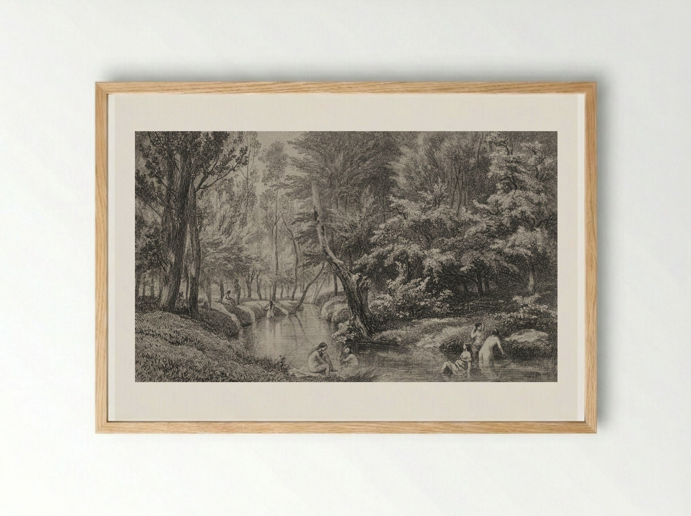 The Bathers - Charles-François Daubigny - Framed Print Wood