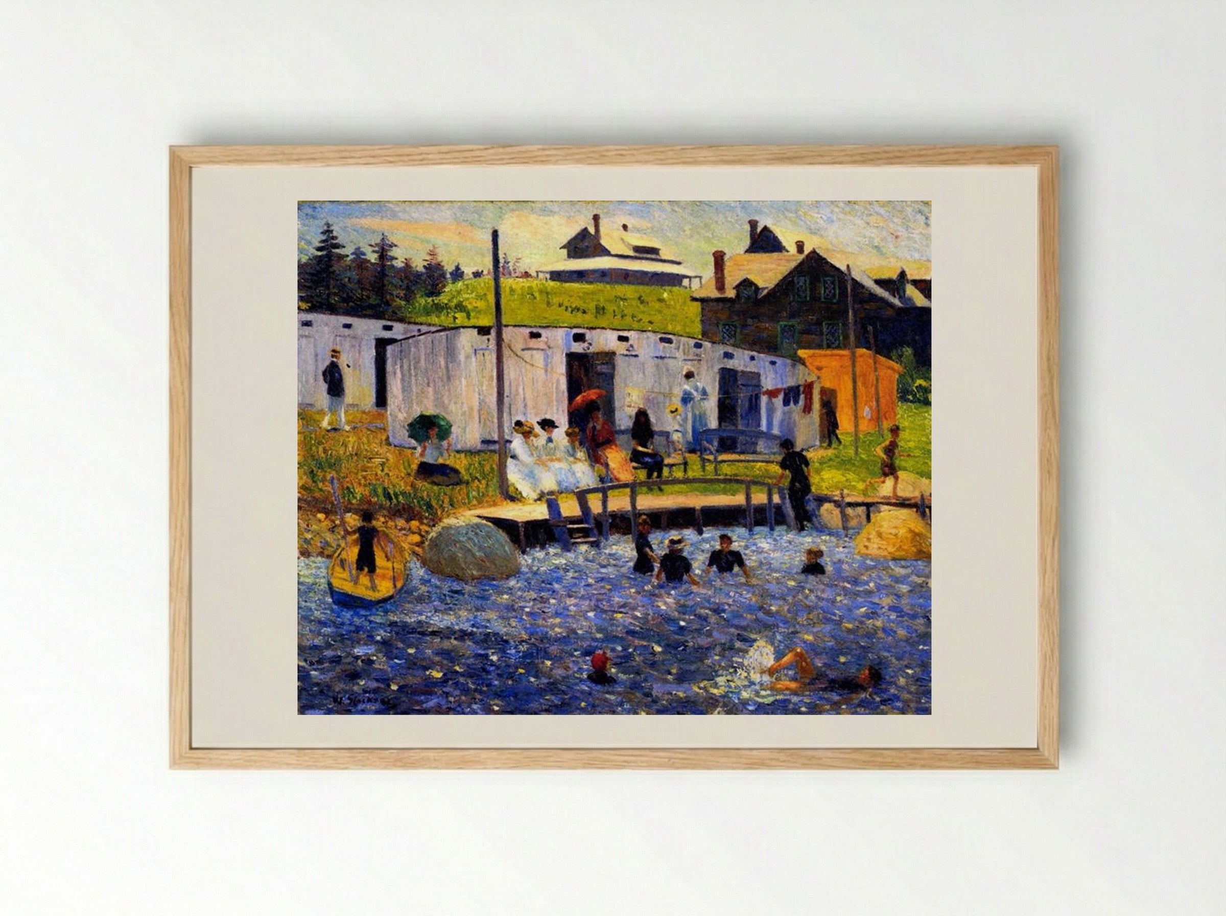 The Bathing Hour - William James Glackens - Framed Print Wood
