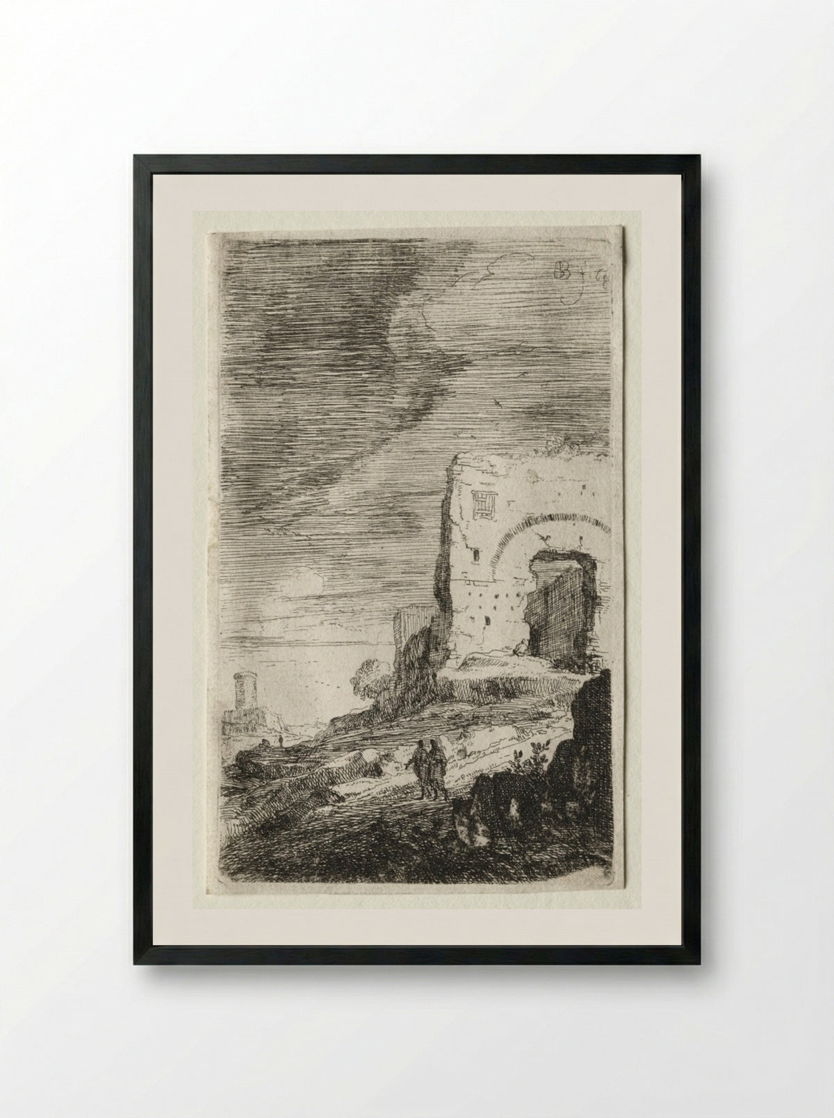 The Baths of Caracalla - Bartholomeus Breenberg - Framed Print Black