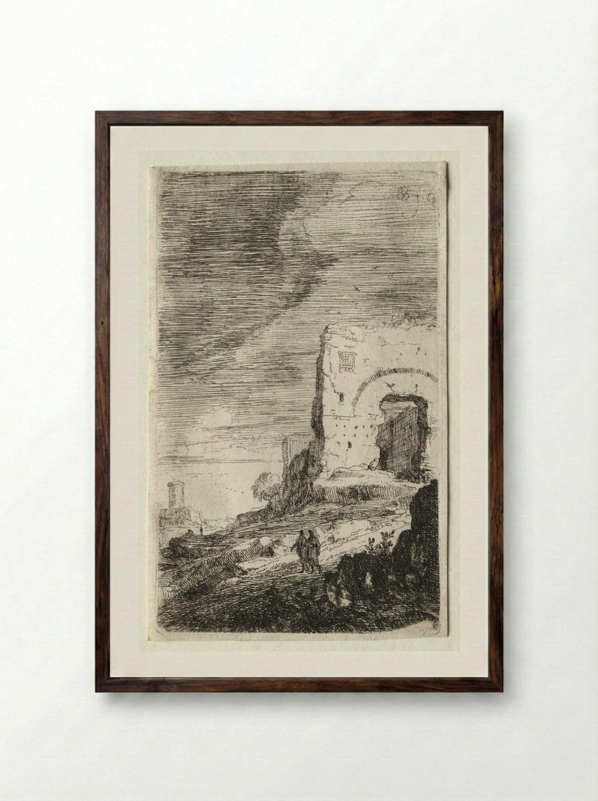 The Baths of Caracalla - Bartholomeus Breenberg - Framed Print Dark Wood