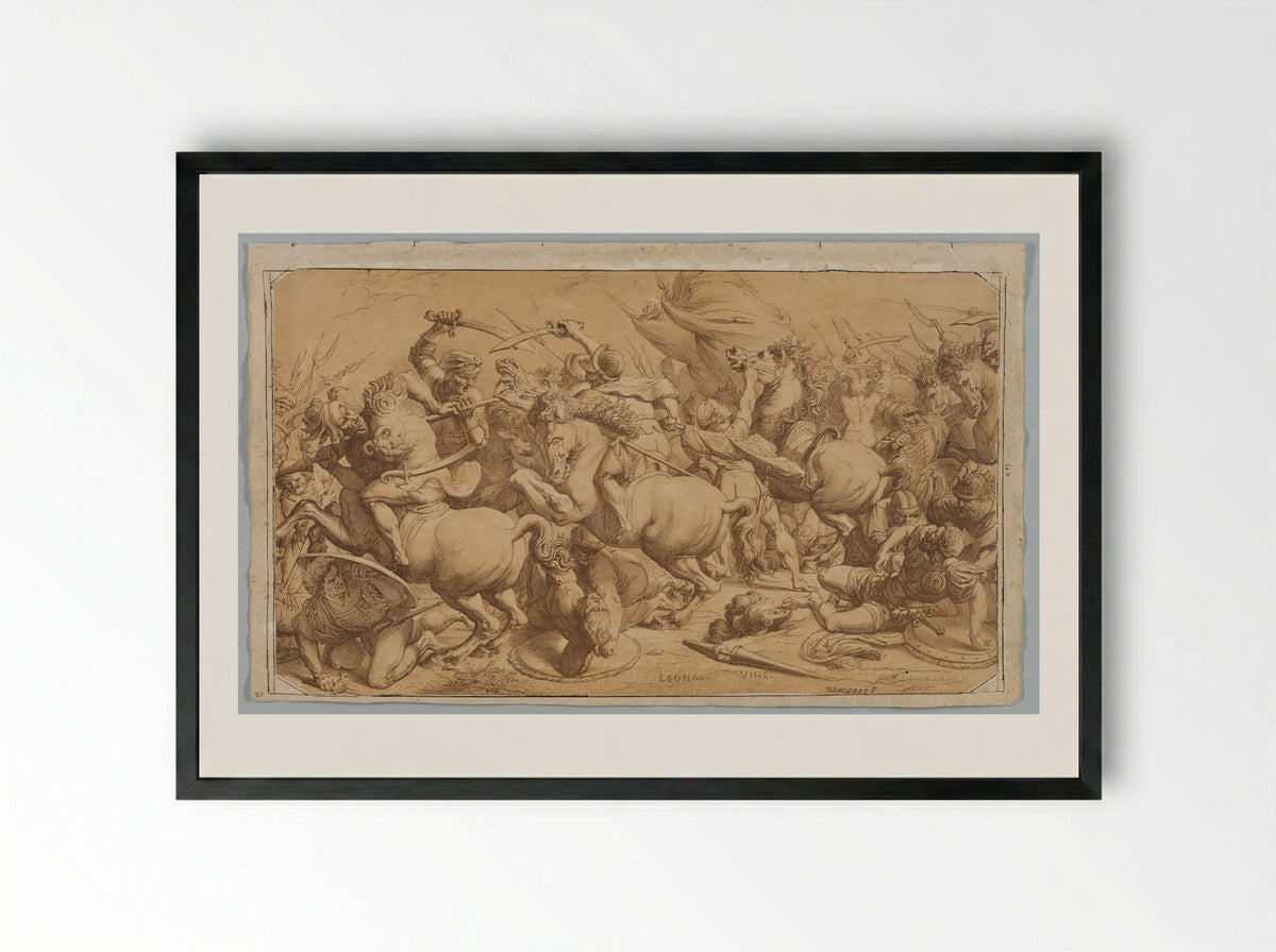 The Battle of Anghiari - Pierre-Nolasque Bergeret - Framed Print Black
