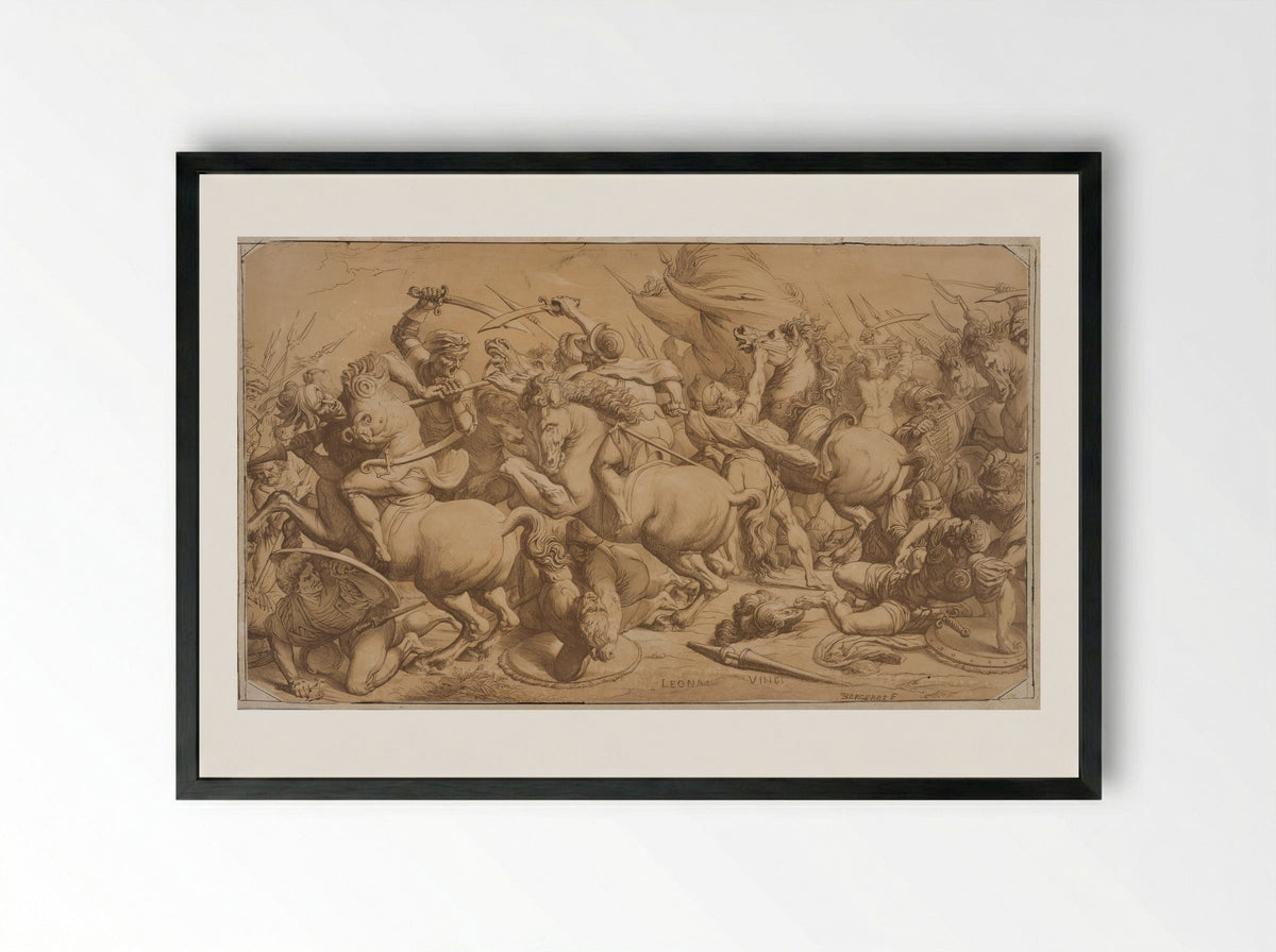 The Battle of Anghiari - Pierre-Nolasque Bergeret - Framed Print Black
