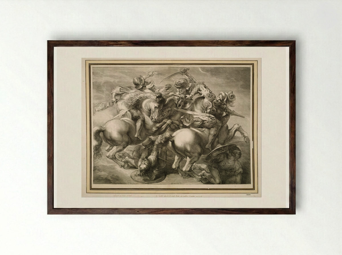 The Battle of Anghiari - Gérard Edelinck - Framed Print Dark Wood
