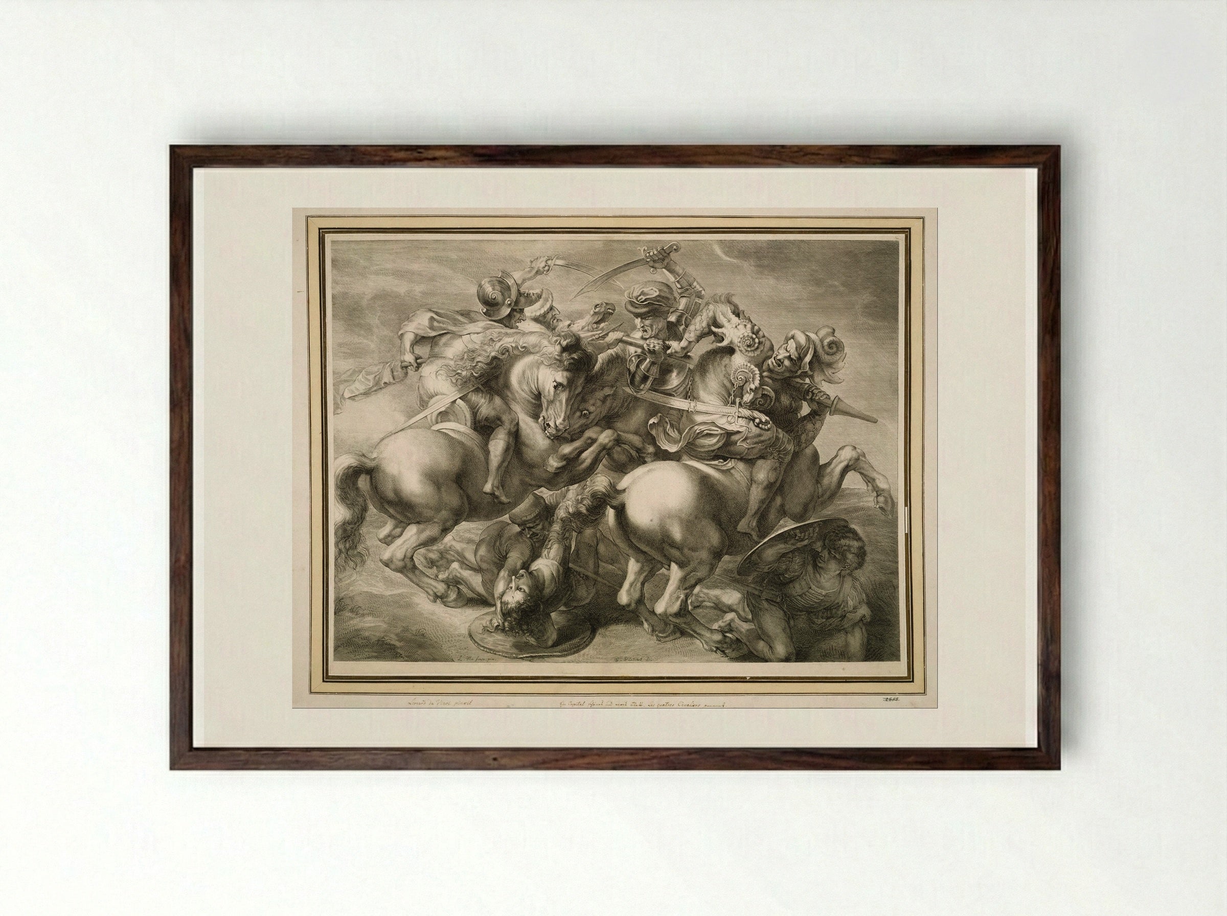 The Battle of Anghiari - Gérard Edelinck - Framed Print Dark Wood