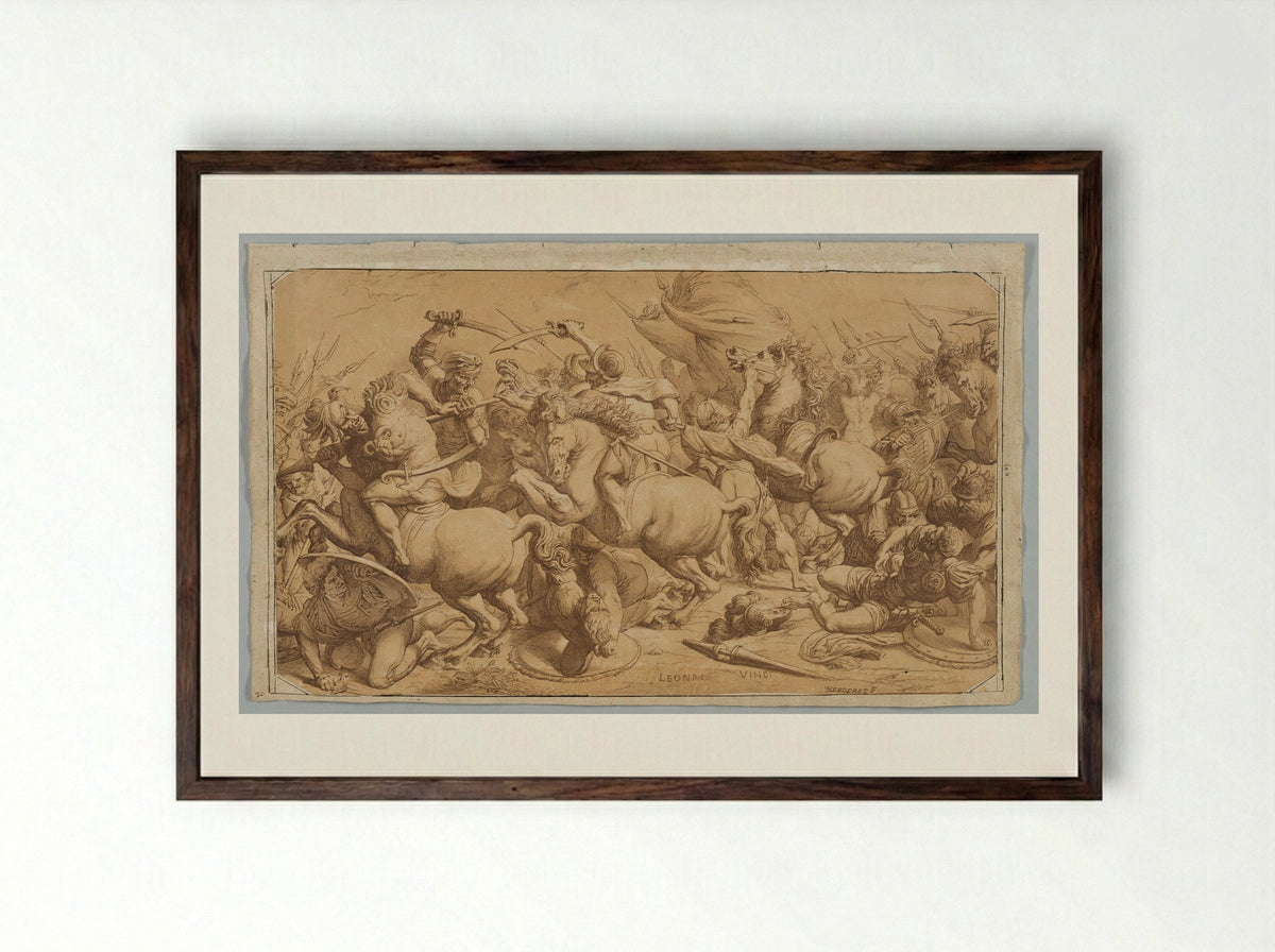 The Battle of Anghiari - Pierre-Nolasque Bergeret - Framed Print Dark Wood