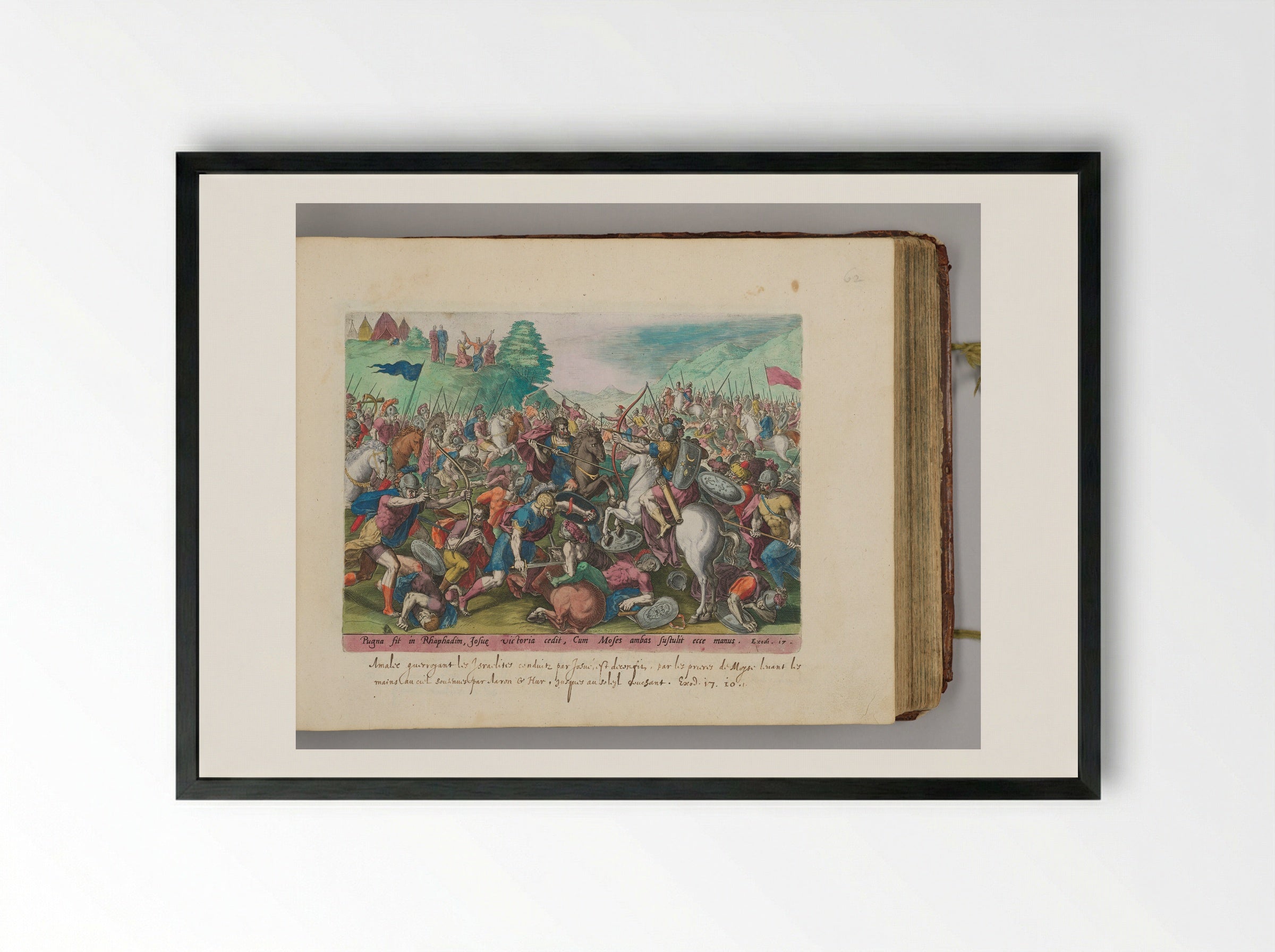 The Battle of Joshua against the Amalekites - Johann Sadeler I - Framed Print Black