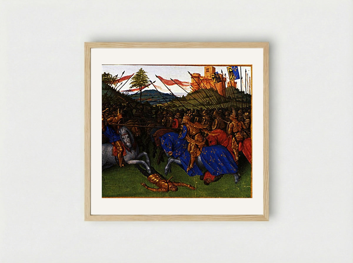 The Battle of Roncevaux Pass - Jean Fouquet - Framed Print Wood