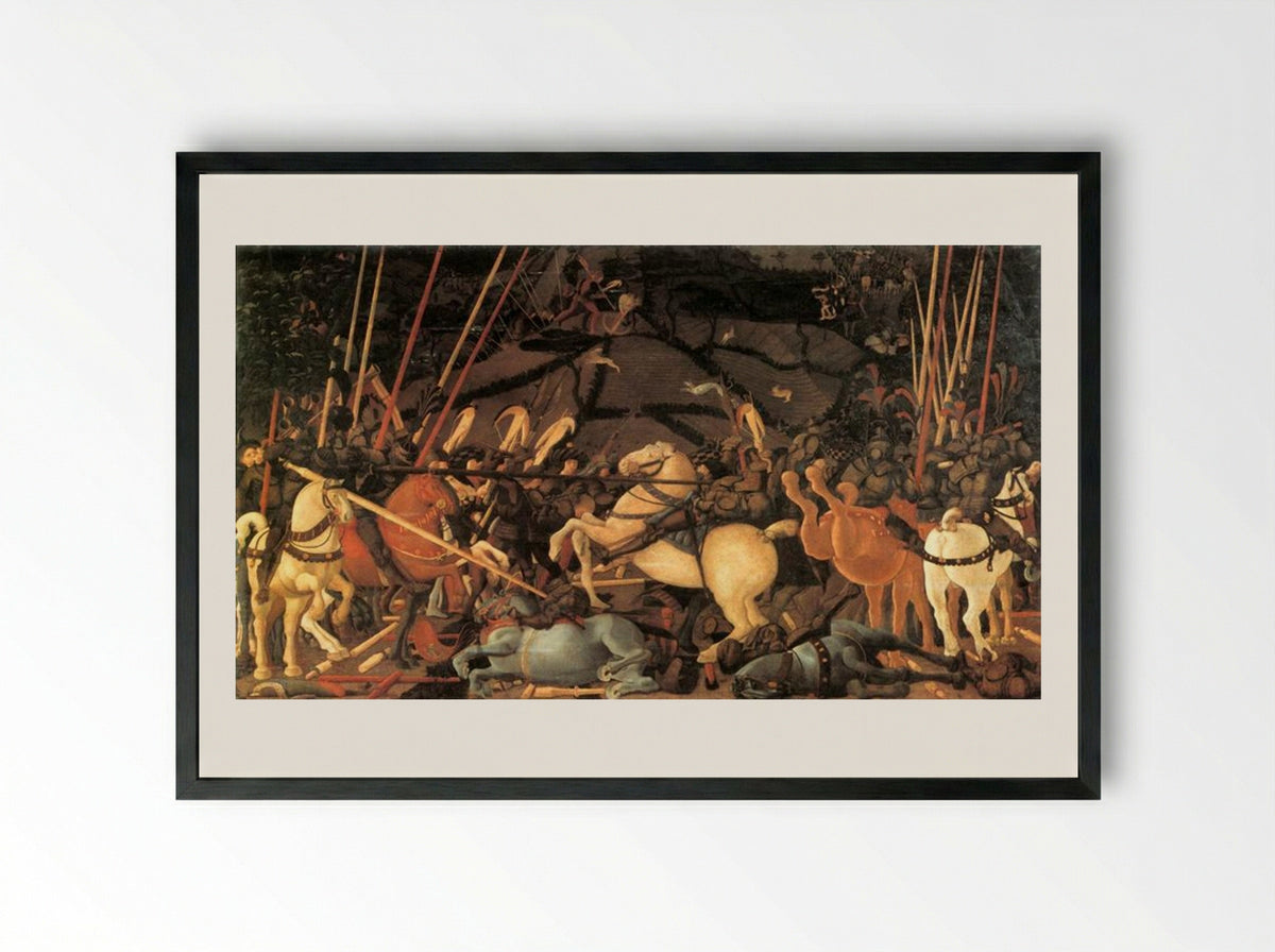 The Battle of San Romano - Paolo Uccello - Framed Print Black