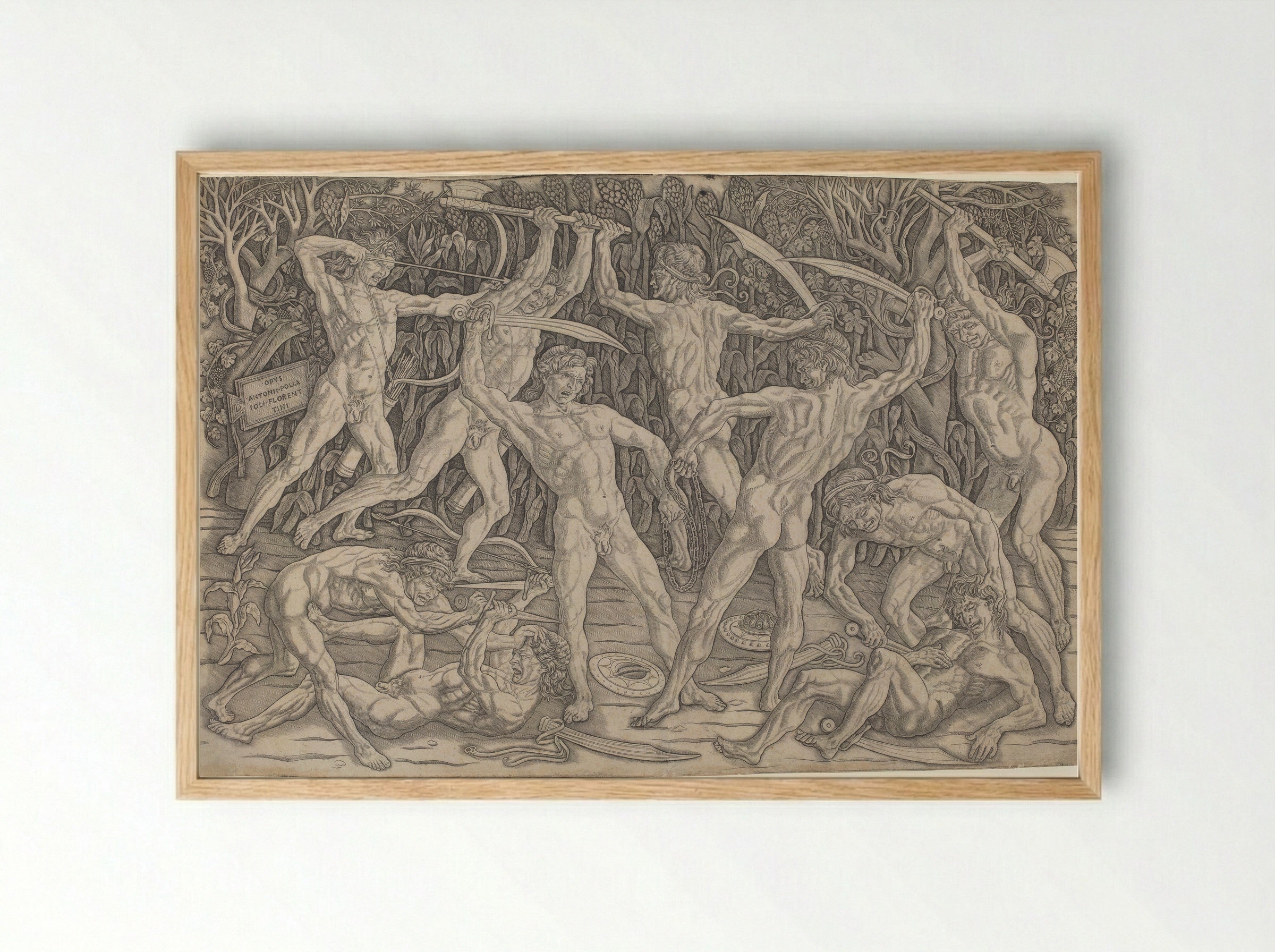The Battle of the Nudes - Antonio Pollaiuolo - Framed Print Wood