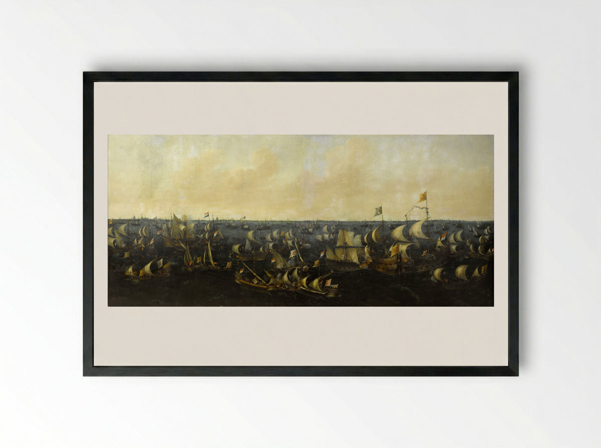 The Battle on the Zuiderzee, 6 October 1573 - Abraham de Verwer - Framed Print Black