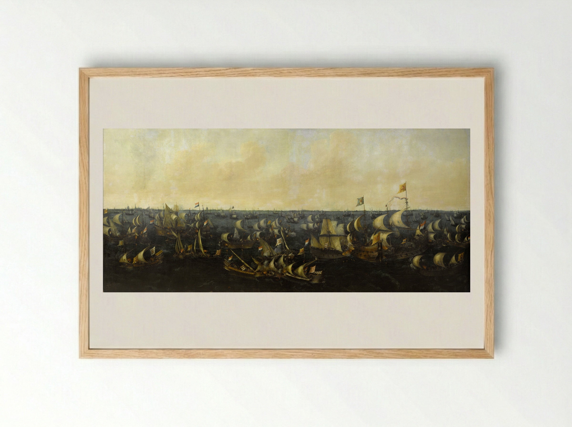 The Battle on the Zuiderzee, 6 October 1573 - Abraham de Verwer - Framed Print Wood