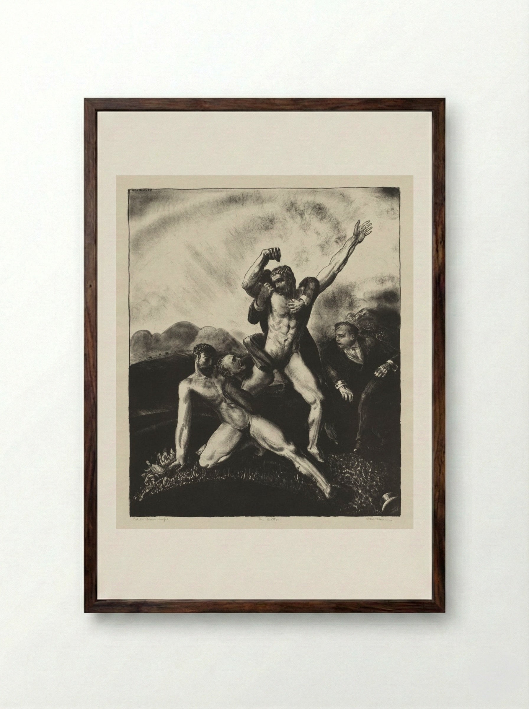 The Battle - George Bellows - Framed Print Dark Wood