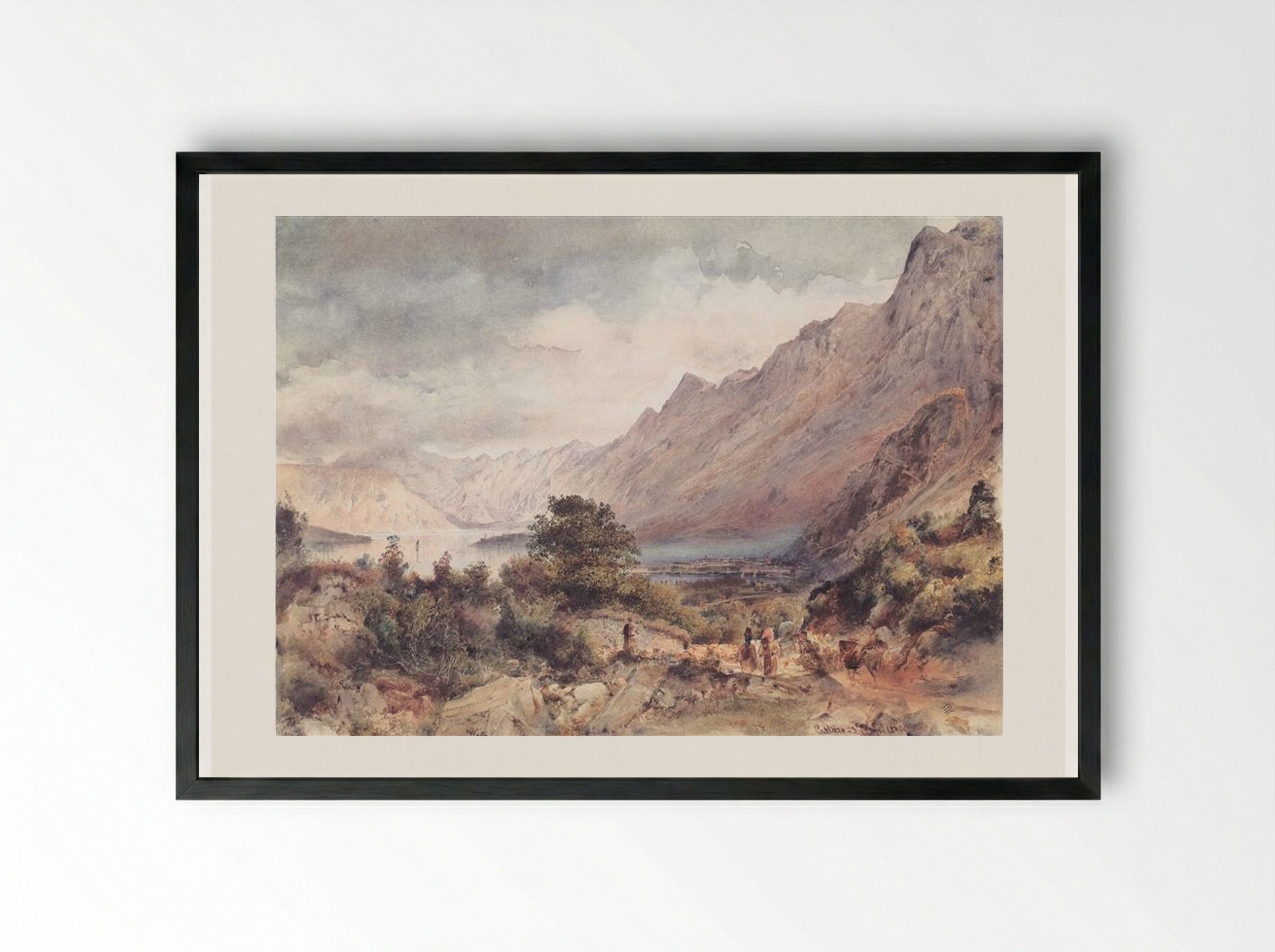 The Bay of Cattaro in Dalmatia - Rudolf von Alt - Framed Print Black