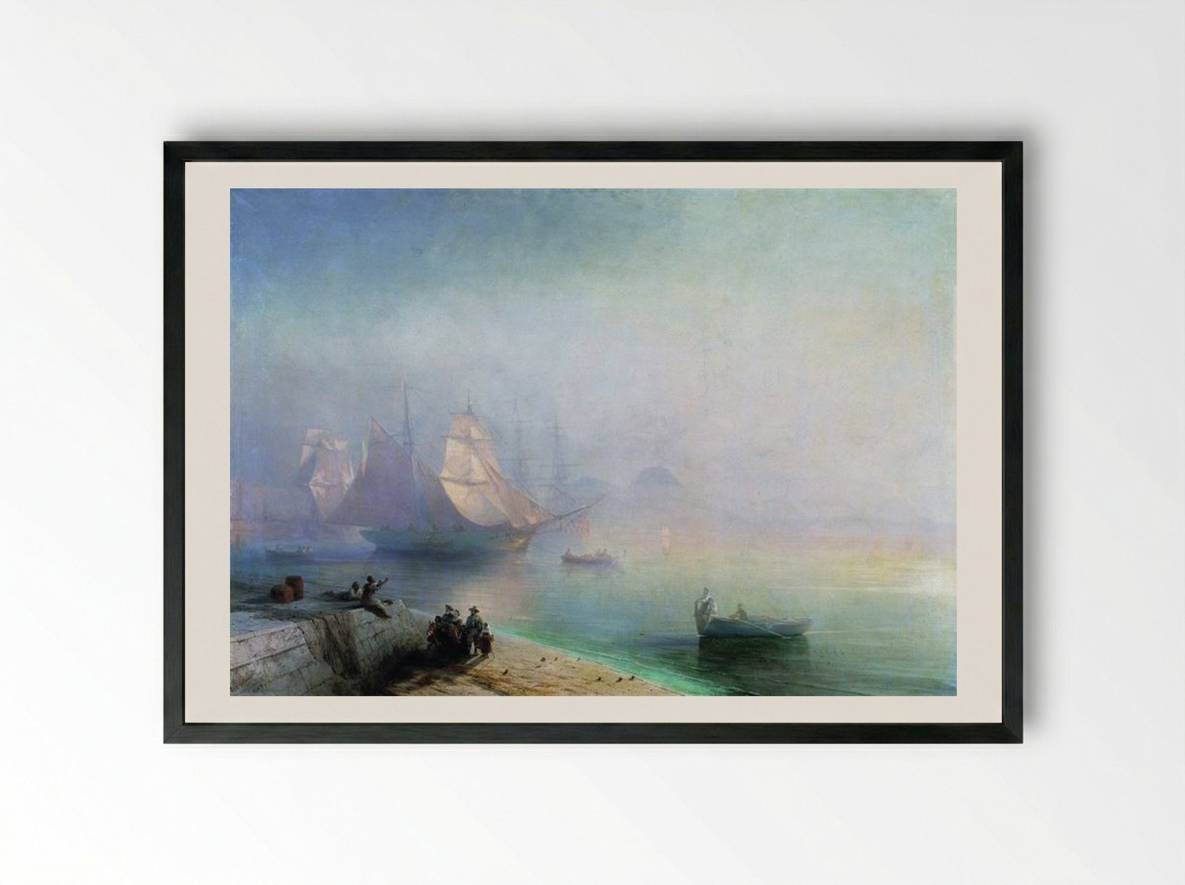 The Bay of Naples on a Misty Morning - Ivan Aivazovsky - Framed Print Black