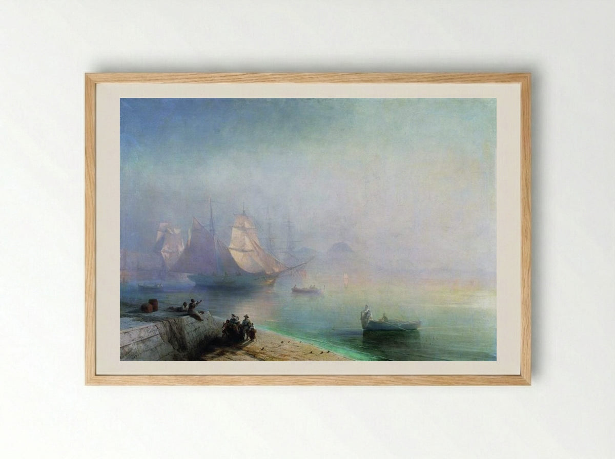 The Bay of Naples on a Misty Morning - Ivan Aivazovsky - Framed Print Wood
