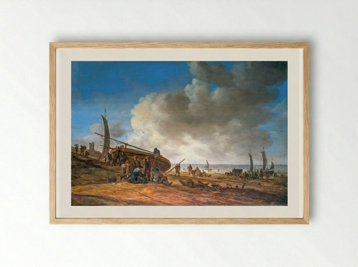 The Beach at Egmond aan Zee - Jan van Goyen - Framed Print Wood
