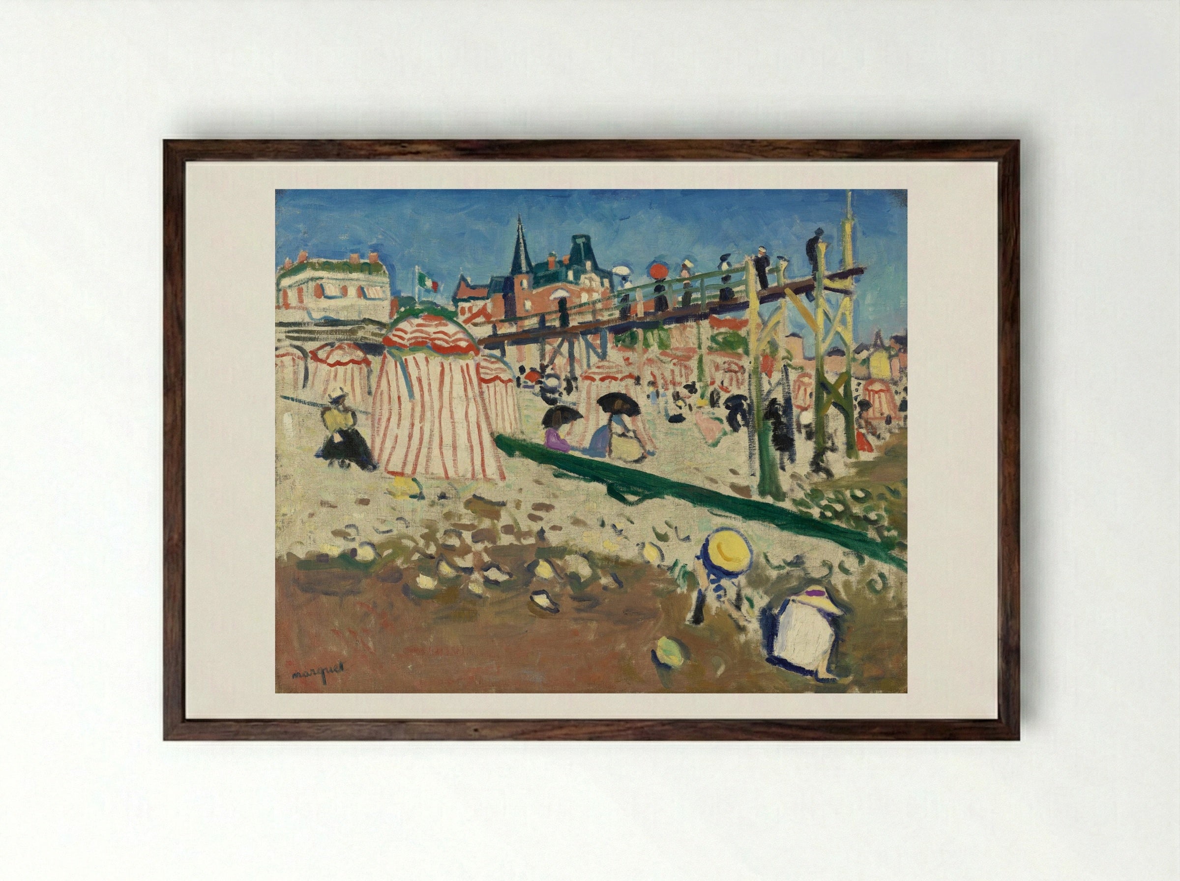 The Beach at Fécamp - Albert Marquet - Framed Print Dark Wood
