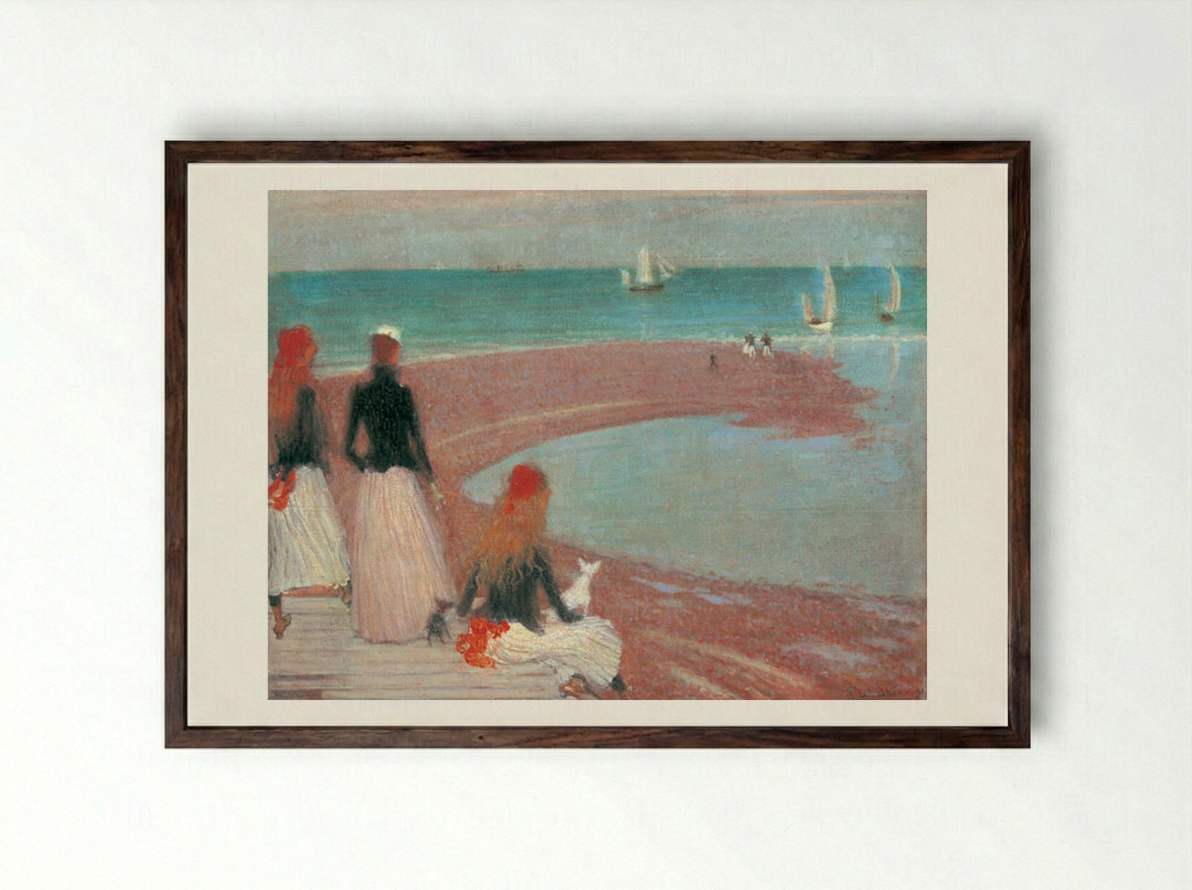 The Beach at Walberswick - Philip Wilson Steer - Framed Print Dark Wood