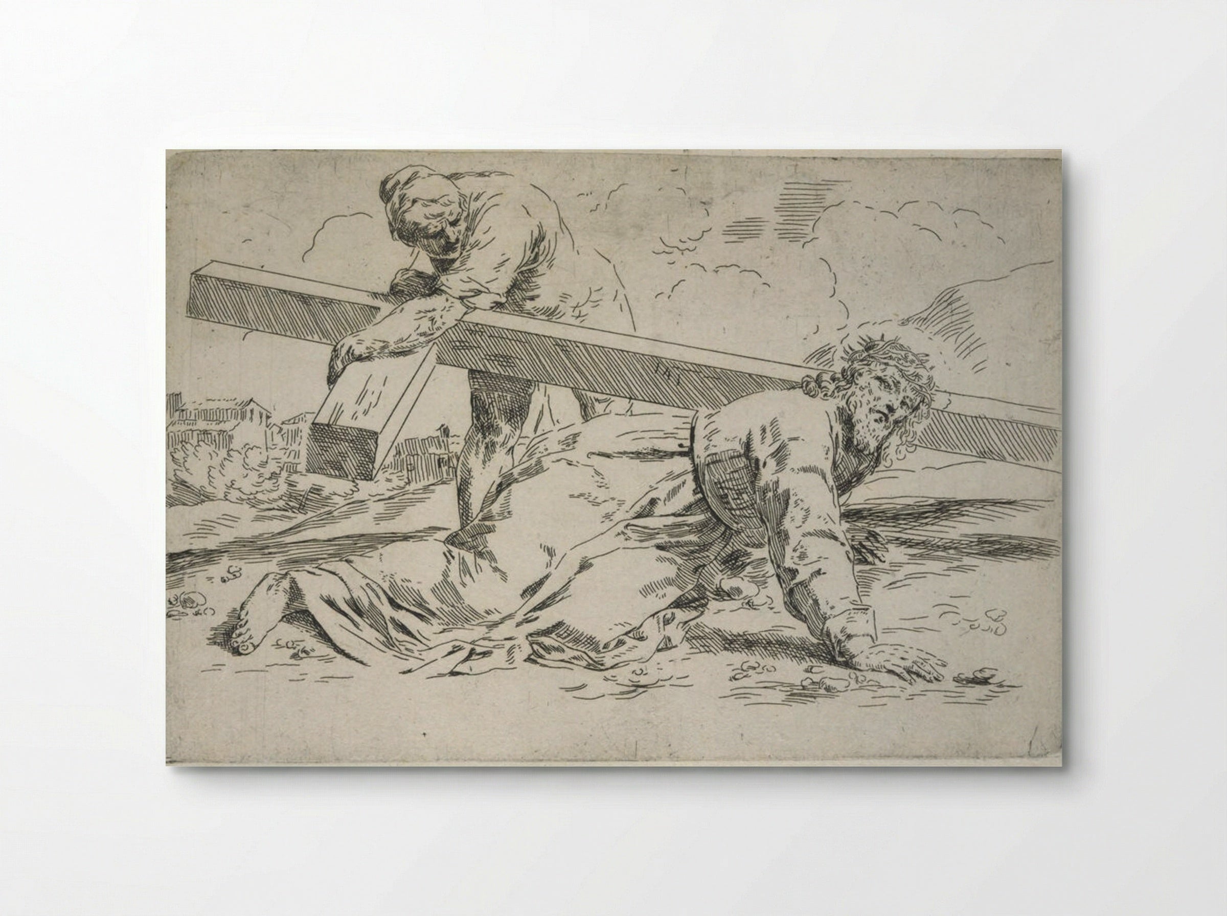 The Bearing of the Cross, Simon helps lift the Cross - Simone Cantarini - Poster