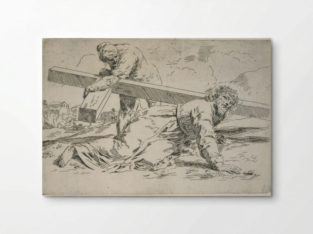 The Bearing of the Cross, Simon helps lift the Cross - Simone Cantarini - Poster