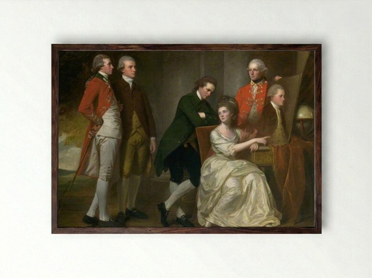 The Beaumont Family - George Romney - Framed Print Dark Wood