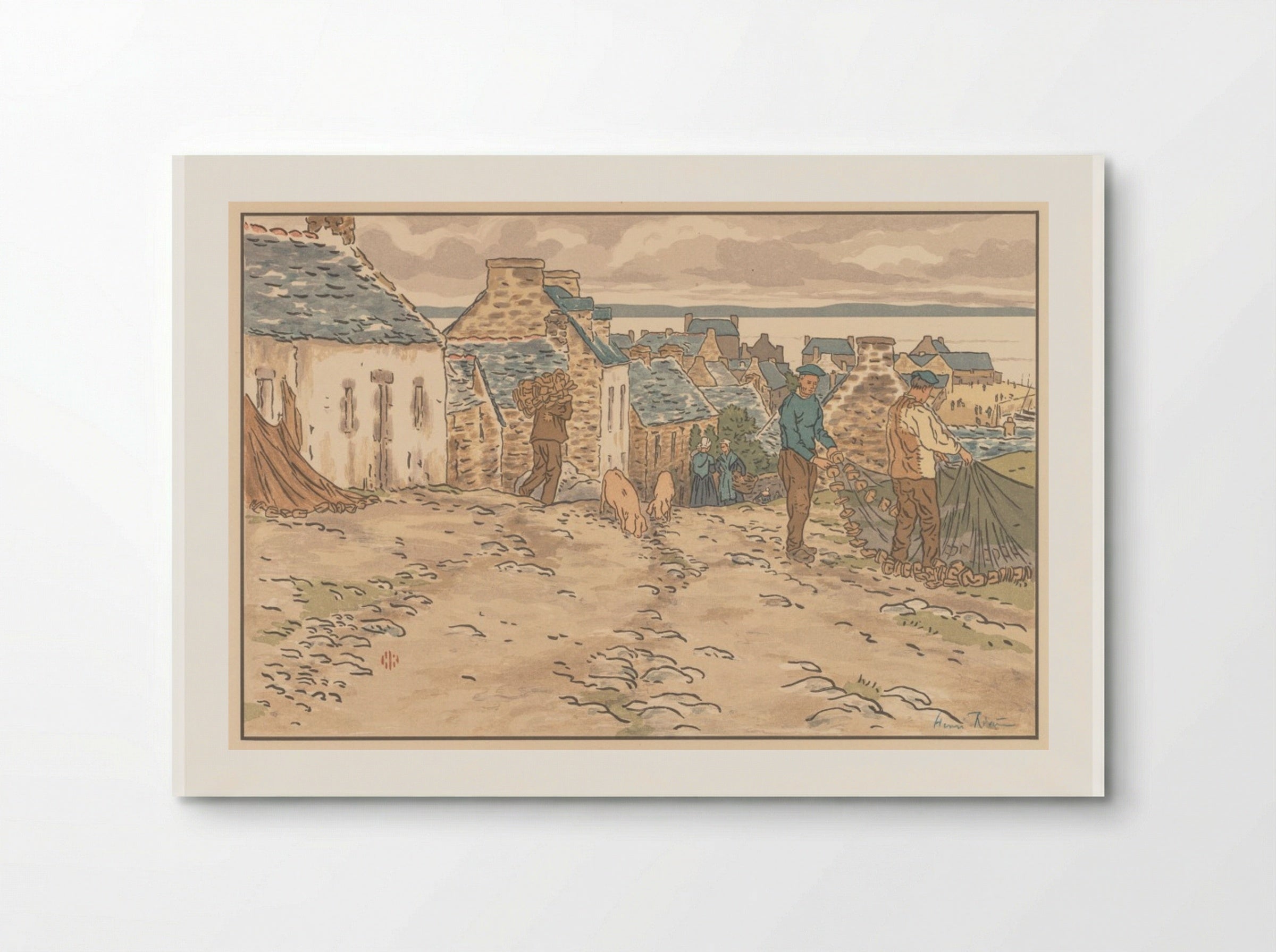 The Beautiful Countryside in Brittany: Street in Tréboul - Henri Rivière - Poster