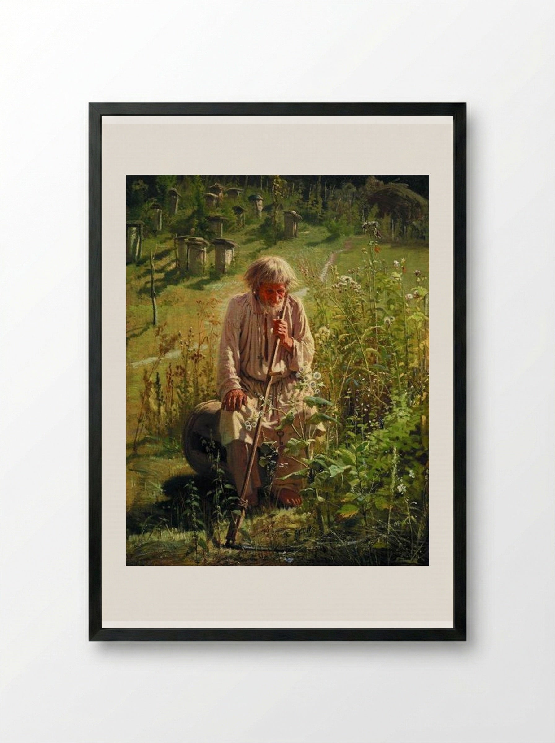 The Beekeeper - Ivan Kramskoy - Framed Print Black