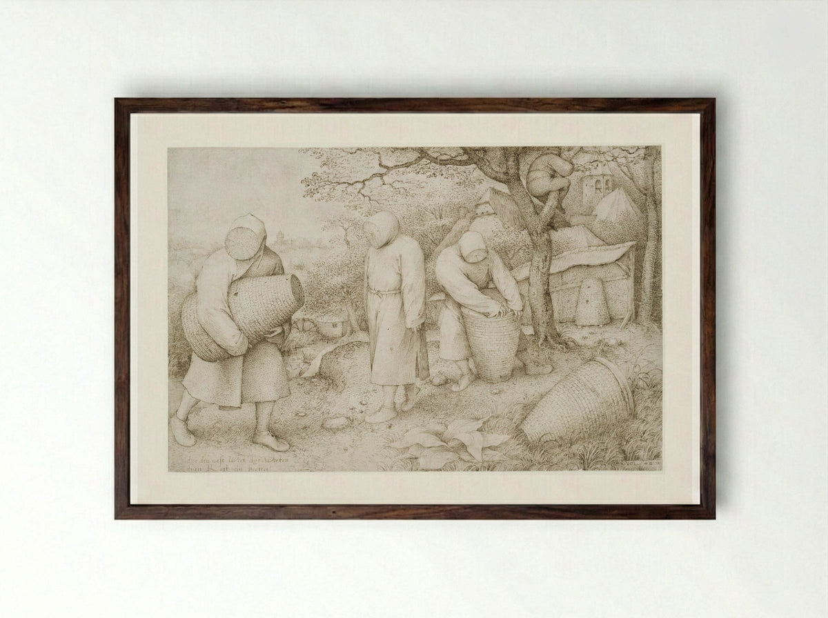 The Beekeepers and the Birdnester - Pieter Bruegel the Elder - Framed Print Dark Wood