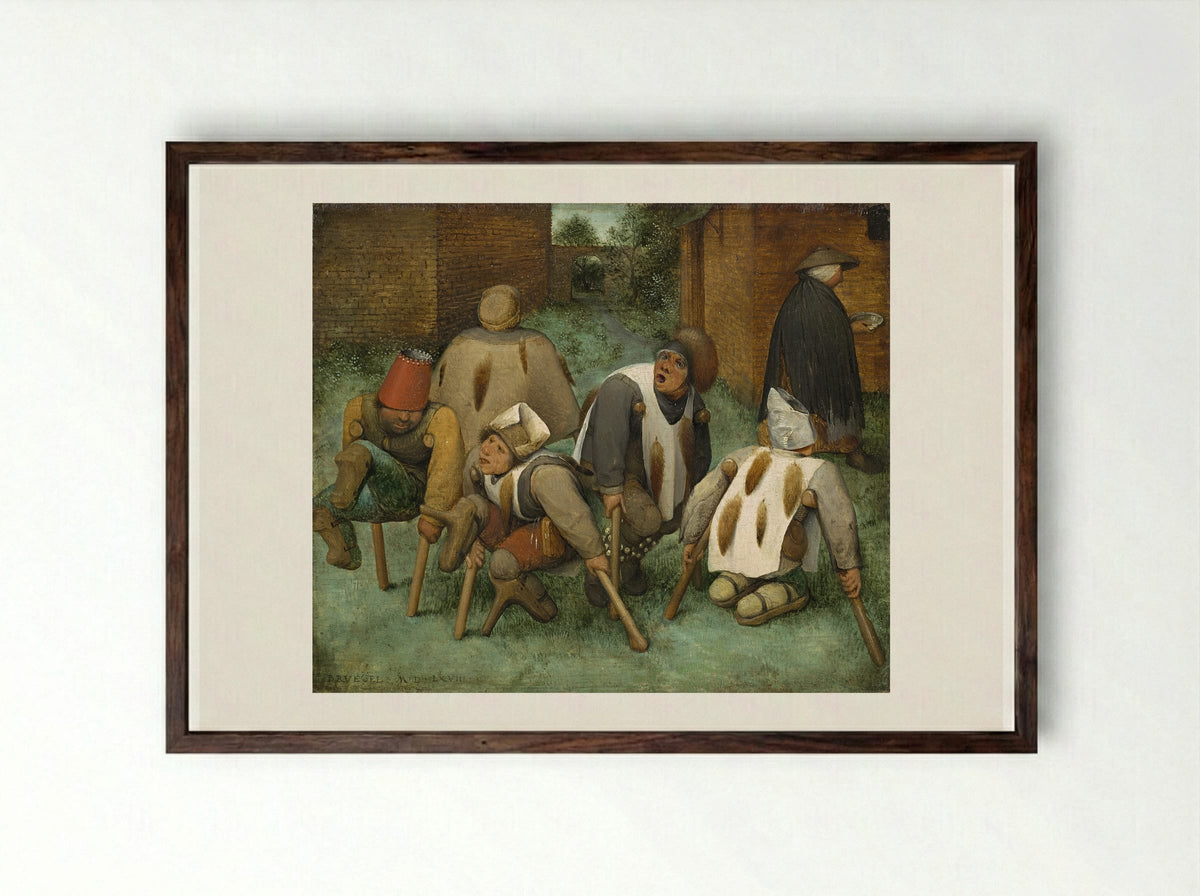 The Beggars - Pieter Bruegel the Elder - Framed Print Dark Wood