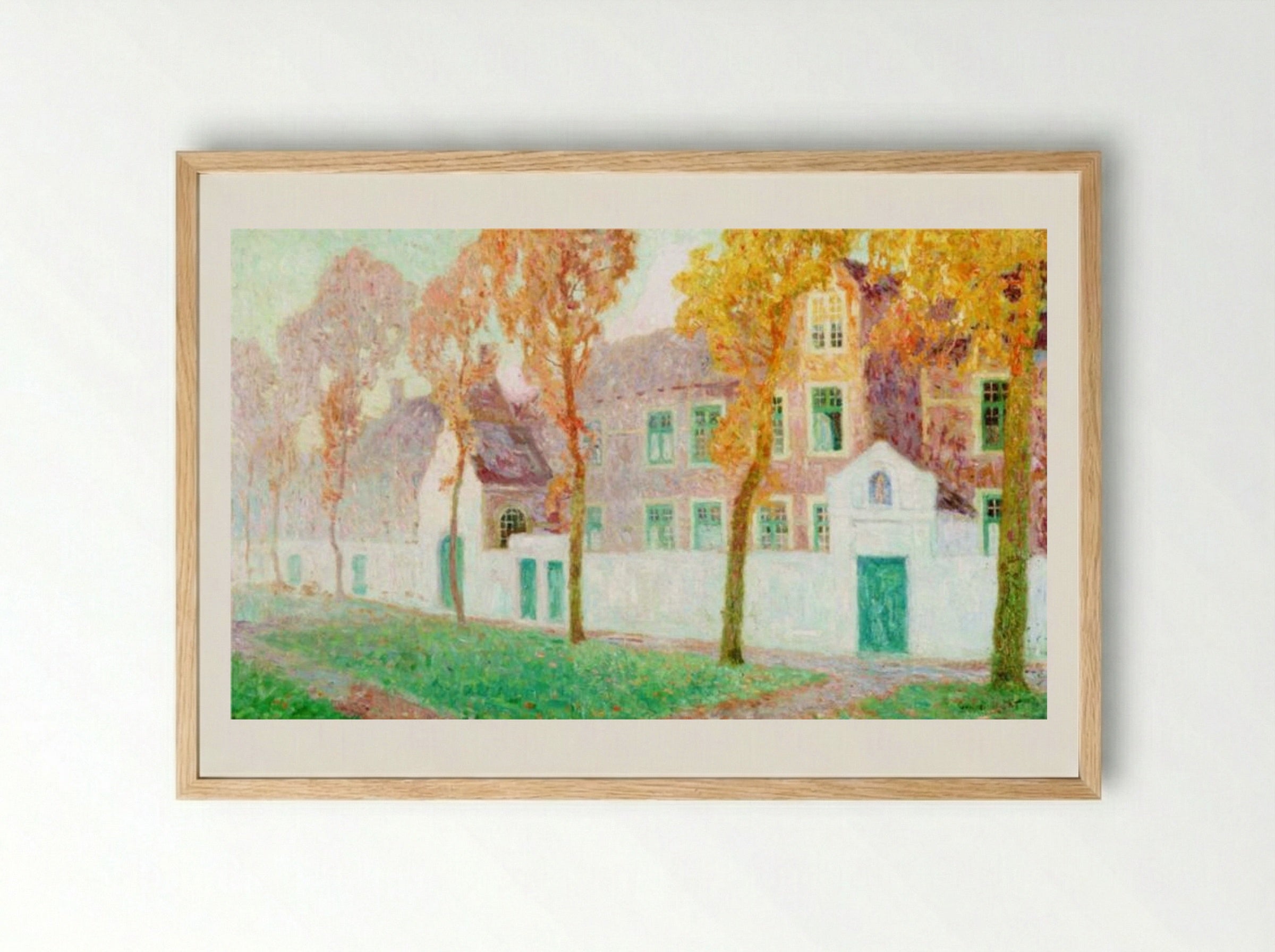 The Beguine Convent in Bruges - Gustave de Smet - Framed Print Wood