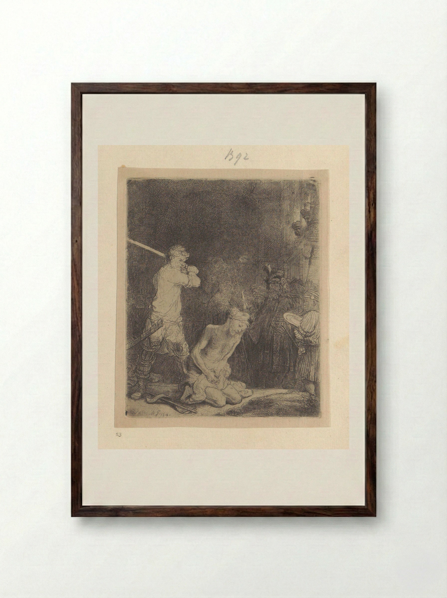 The Beheading of John the Baptist - Henry Louis Basan - Framed Print Dark Wood
